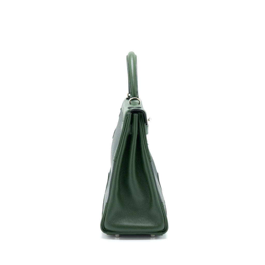 HERMES KELLY 32 GHILLIES CLEMENCE VERT FONCE/VERT ANGLAIS SHW