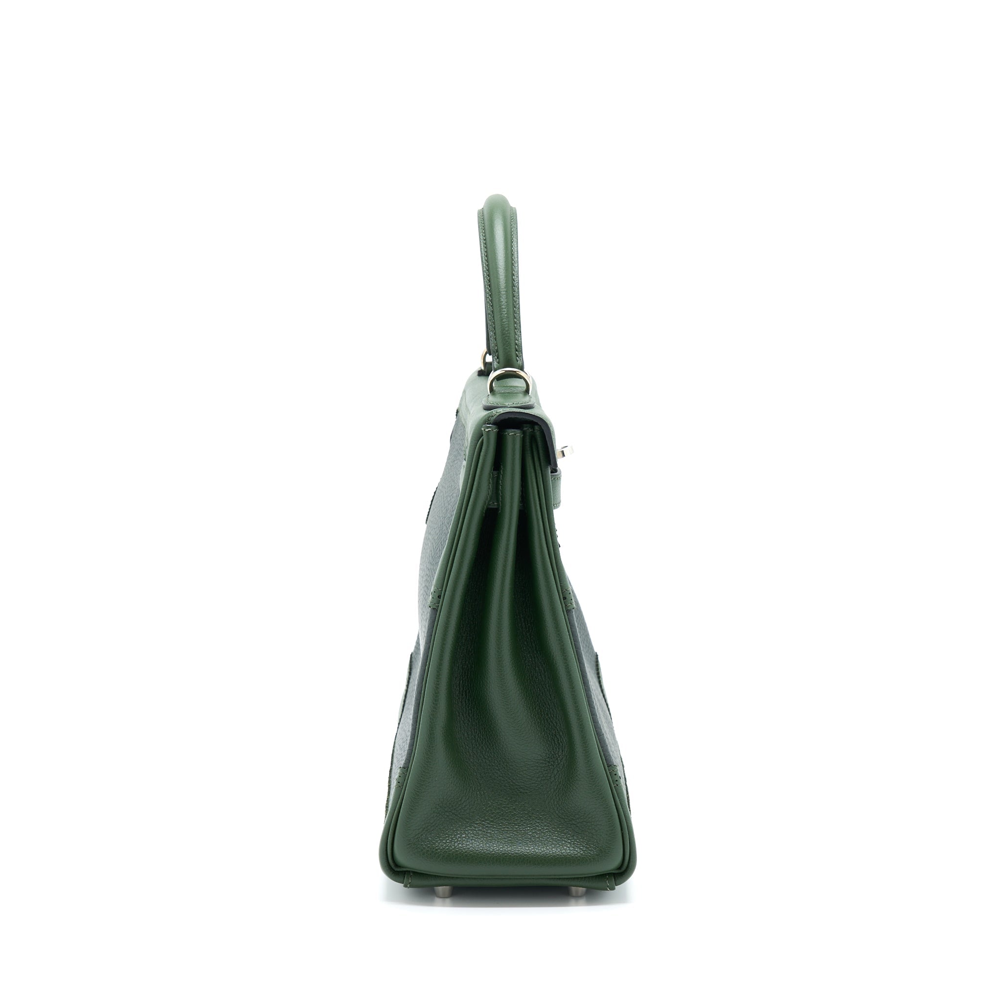 HERMES KELLY 32 GHILLIES CLEMENCE VERT FONCE/VERT ANGLAIS SHW