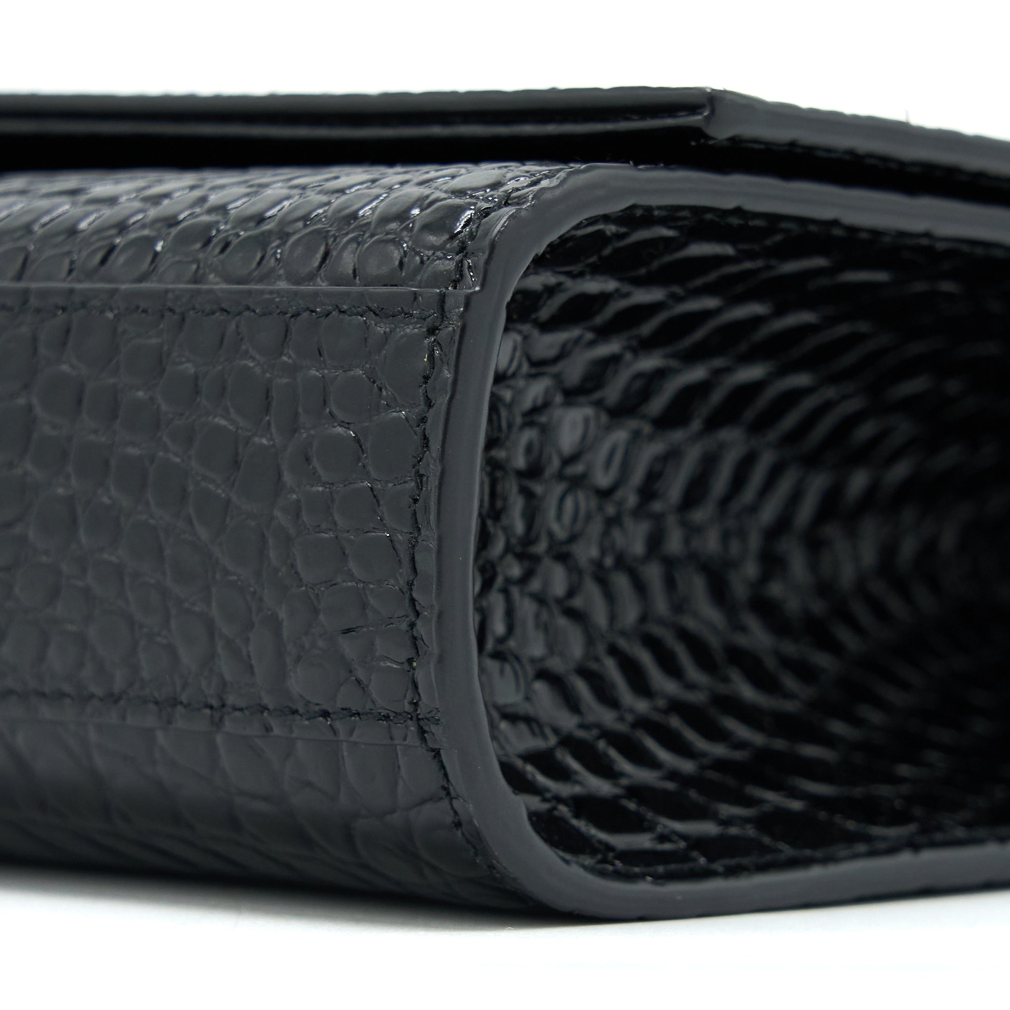SAINT LAURENT KATE WITH TASSEL CHAIN BAG CROC EMBOSSED CALFSKIN BLACK SHW