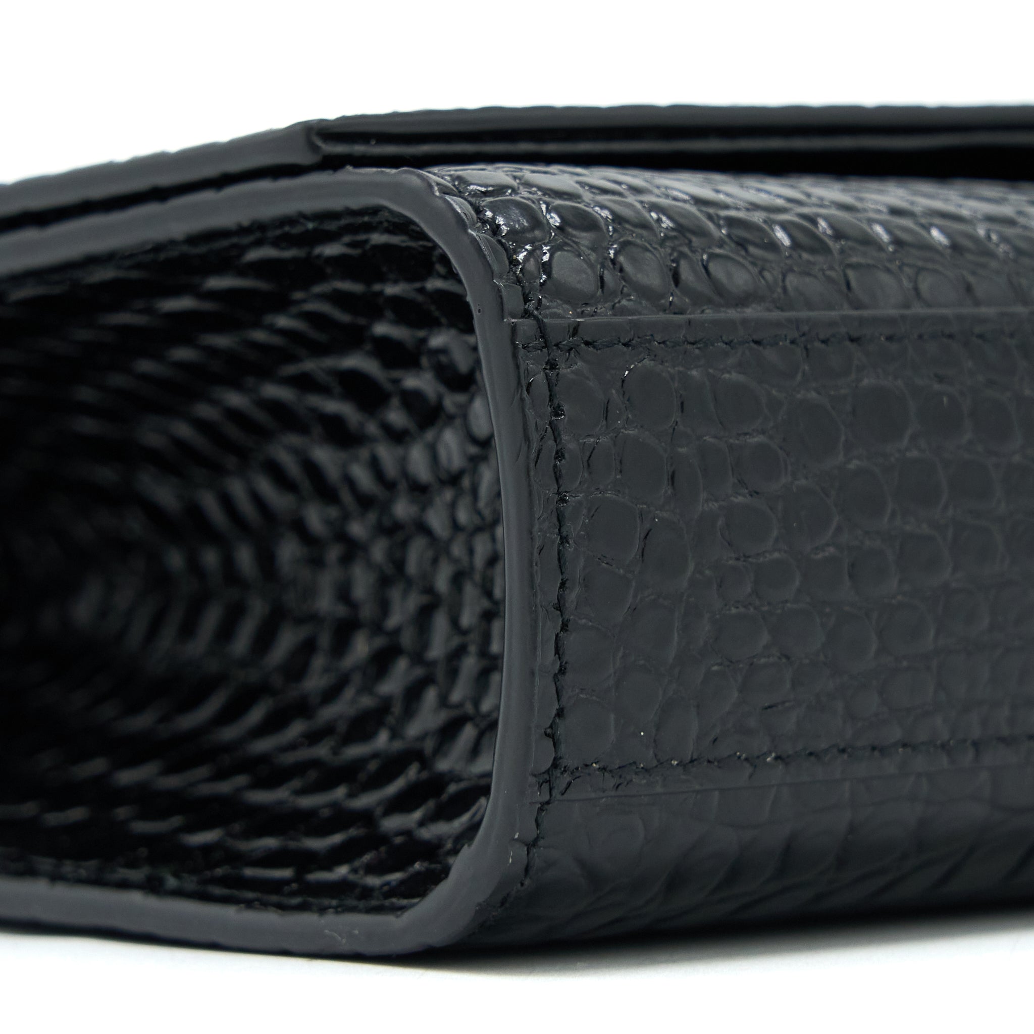 SAINT LAURENT KATE WITH TASSEL CHAIN BAG CROC EMBOSSED CALFSKIN BLACK SHW