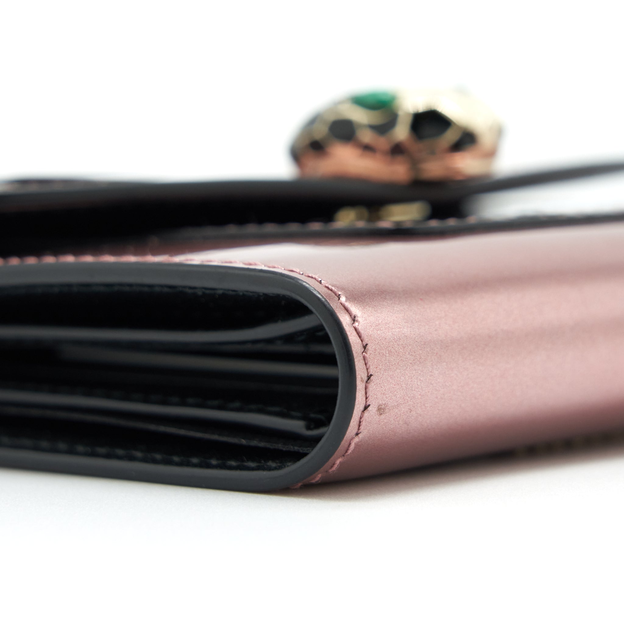 BVLGARI SERPENTI COMPACT WALLET PATENT PINK