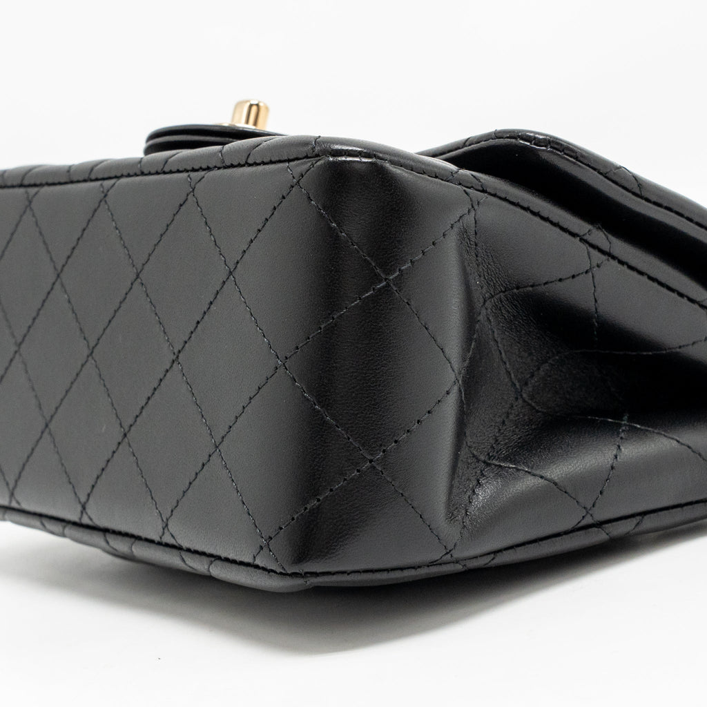 CHANEL MINI SQUARE FLAP BAG LAMBSKIN BLACK LGHW (MICROCHIP)