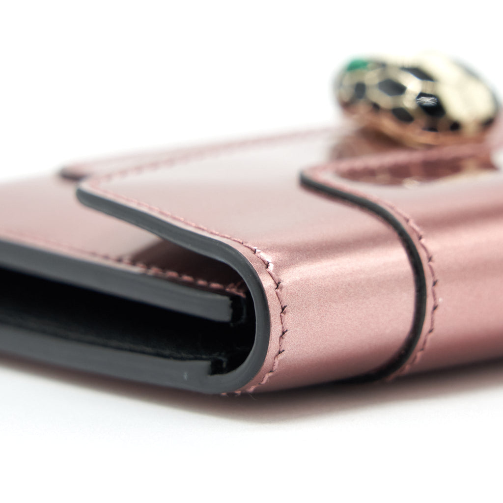 BVLGARI SERPENTI COMPACT WALLET PATENT PINK