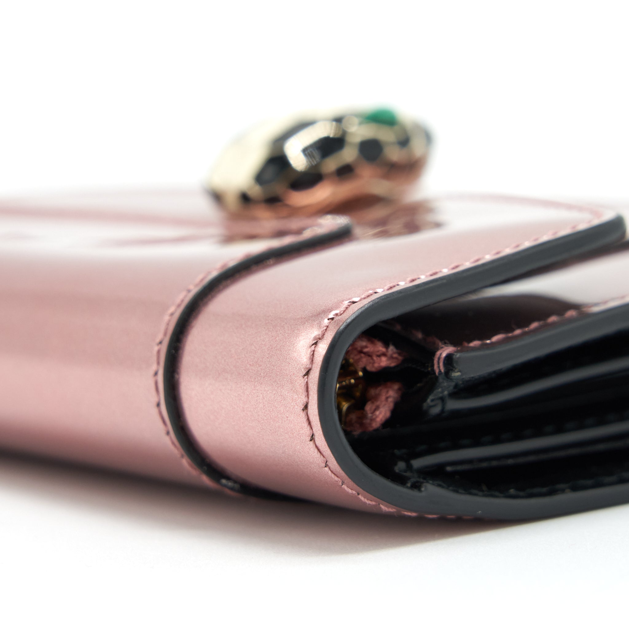BVLGARI SERPENTI COMPACT WALLET PATENT PINK