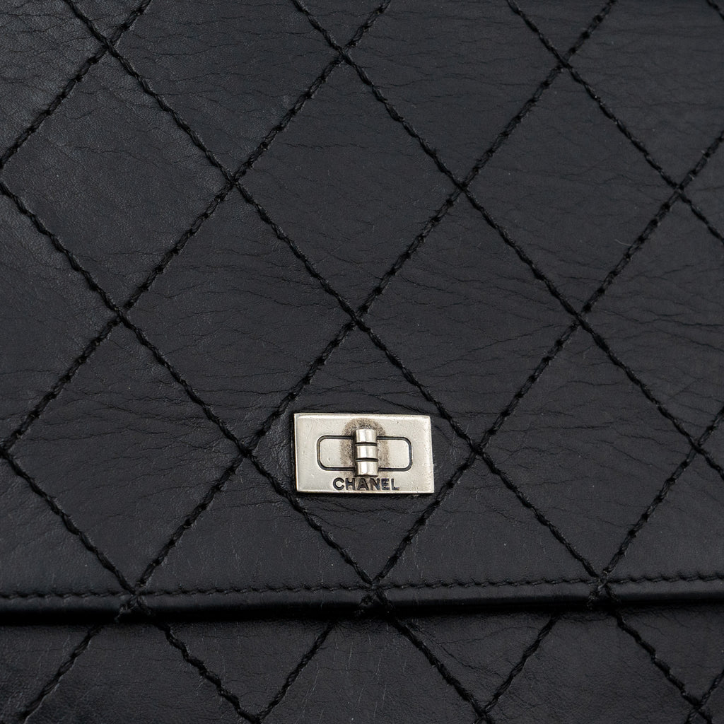 CHANEL 2.55 WALLET ON CHAIN AGED CALFSKIN BLACK RUTHENIUM SHW