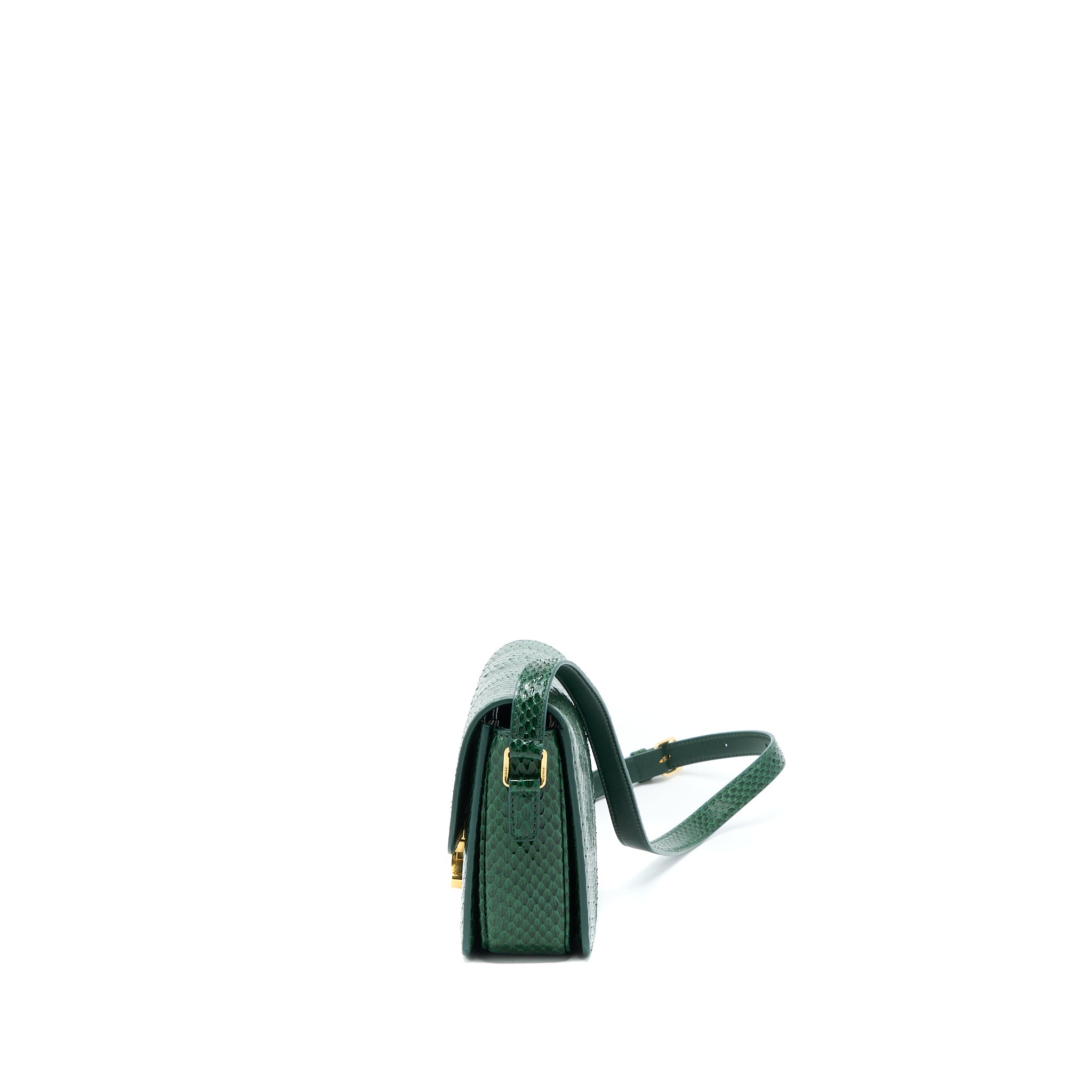 CELINE TRIOMPHE BAG WATER SNAKE LEATHER GREEN GHW