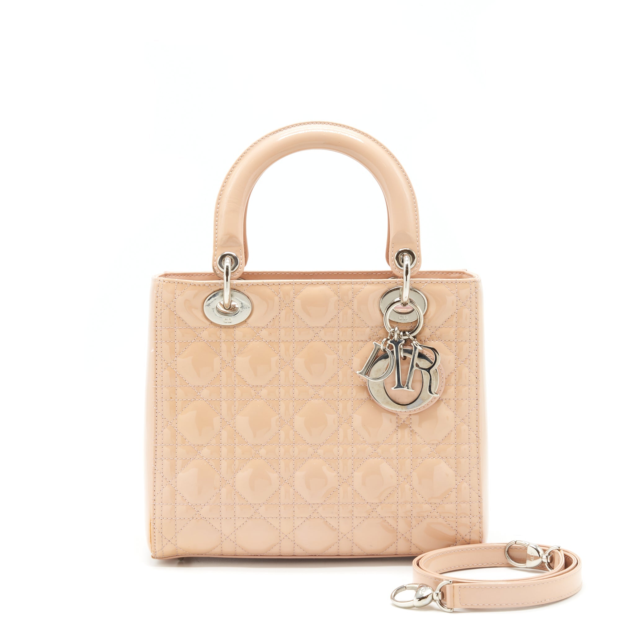 DIOR MEDIUM LADY DIOR BAG PATENT LIGHT PINK SHW