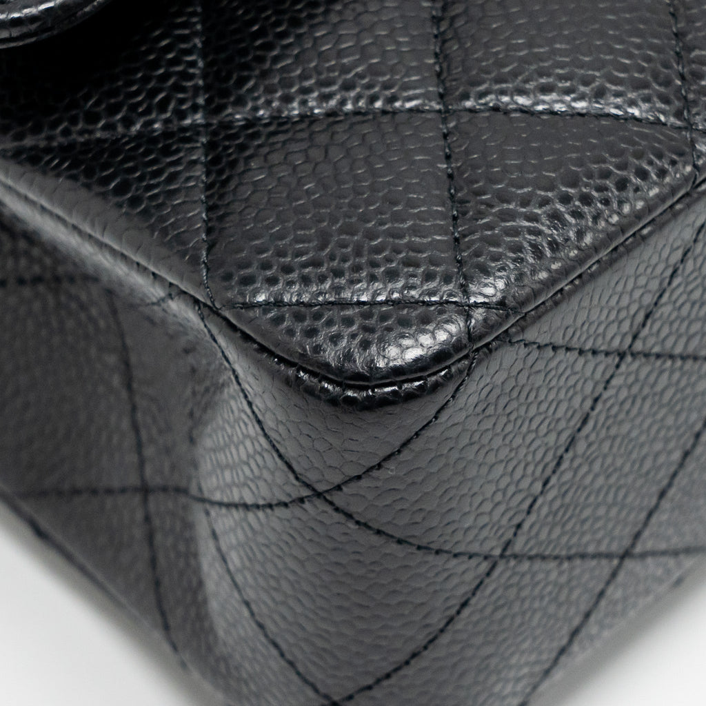 CHANEL MEDIUM CLASSIC DOUBLE FLAP BAG CAVIAR BLACK GHW (MICROCHIP)