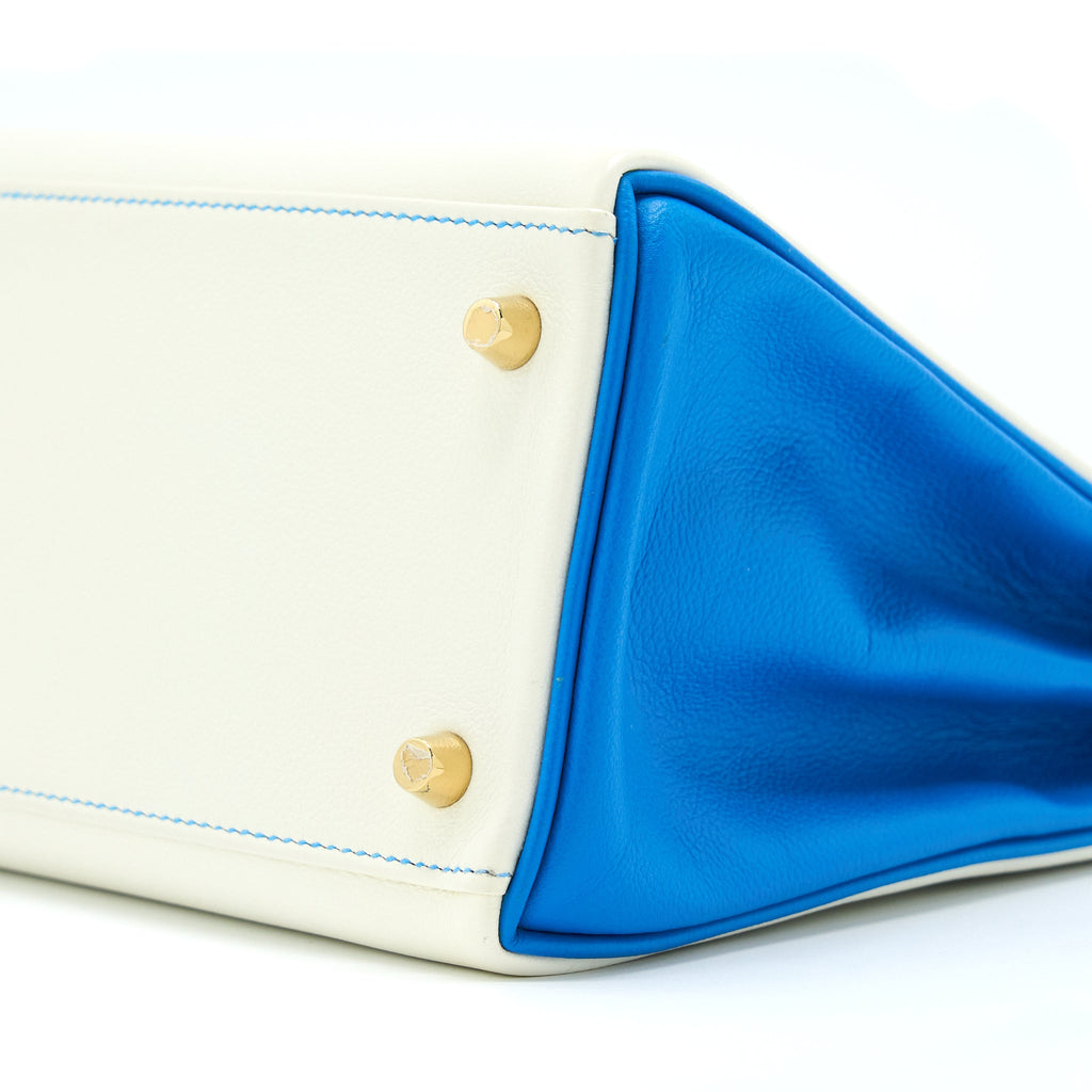 HERMES KELLY 28 SPECIAL ORDER EVERCOLOR BLANC/MYKONO BRUSHED GOLD HARDWARE