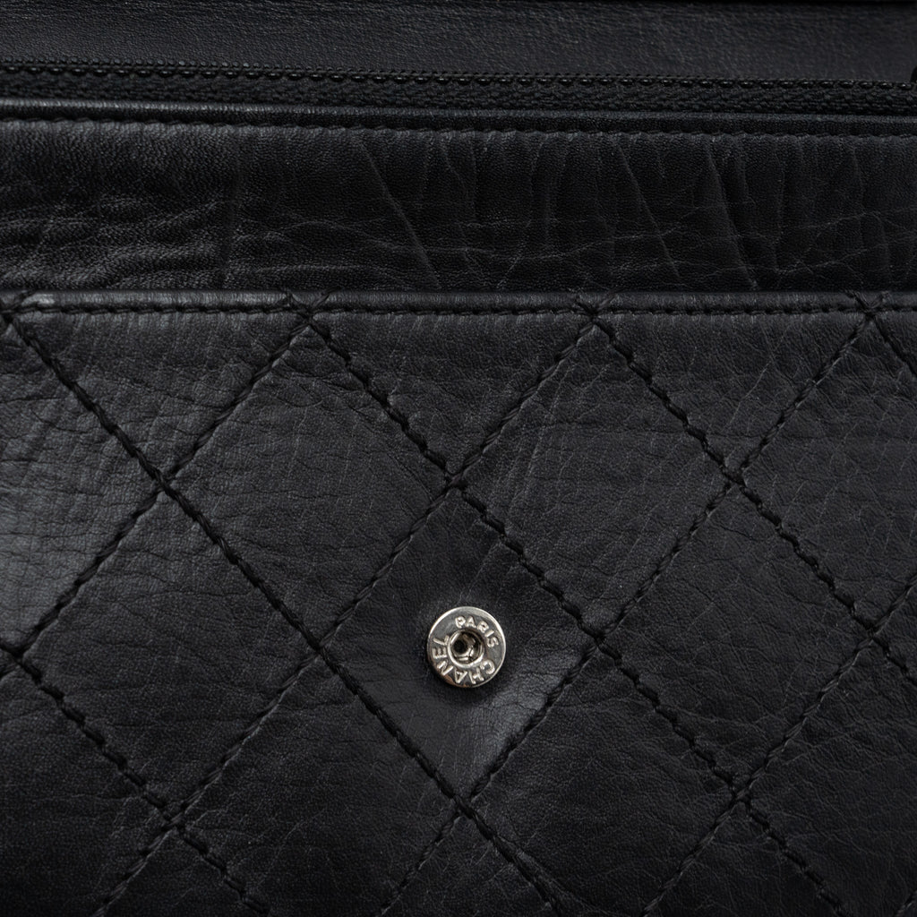 CHANEL 2.55 WALLET ON CHAIN AGED CALFSKIN BLACK RUTHENIUM SHW