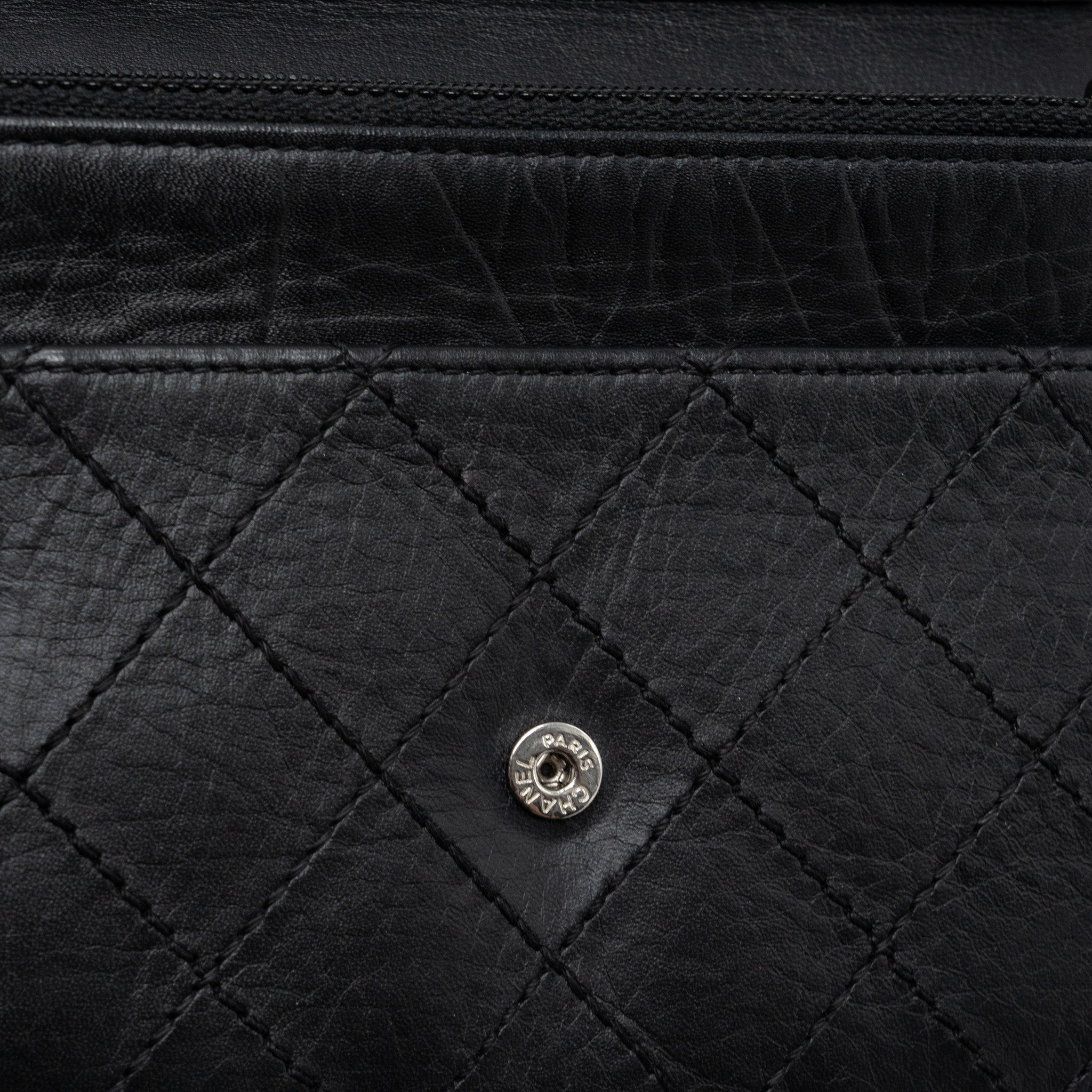 CHANEL 2.55 WALLET ON CHAIN AGED CALFSKIN BLACK RUTHENIUM SHW