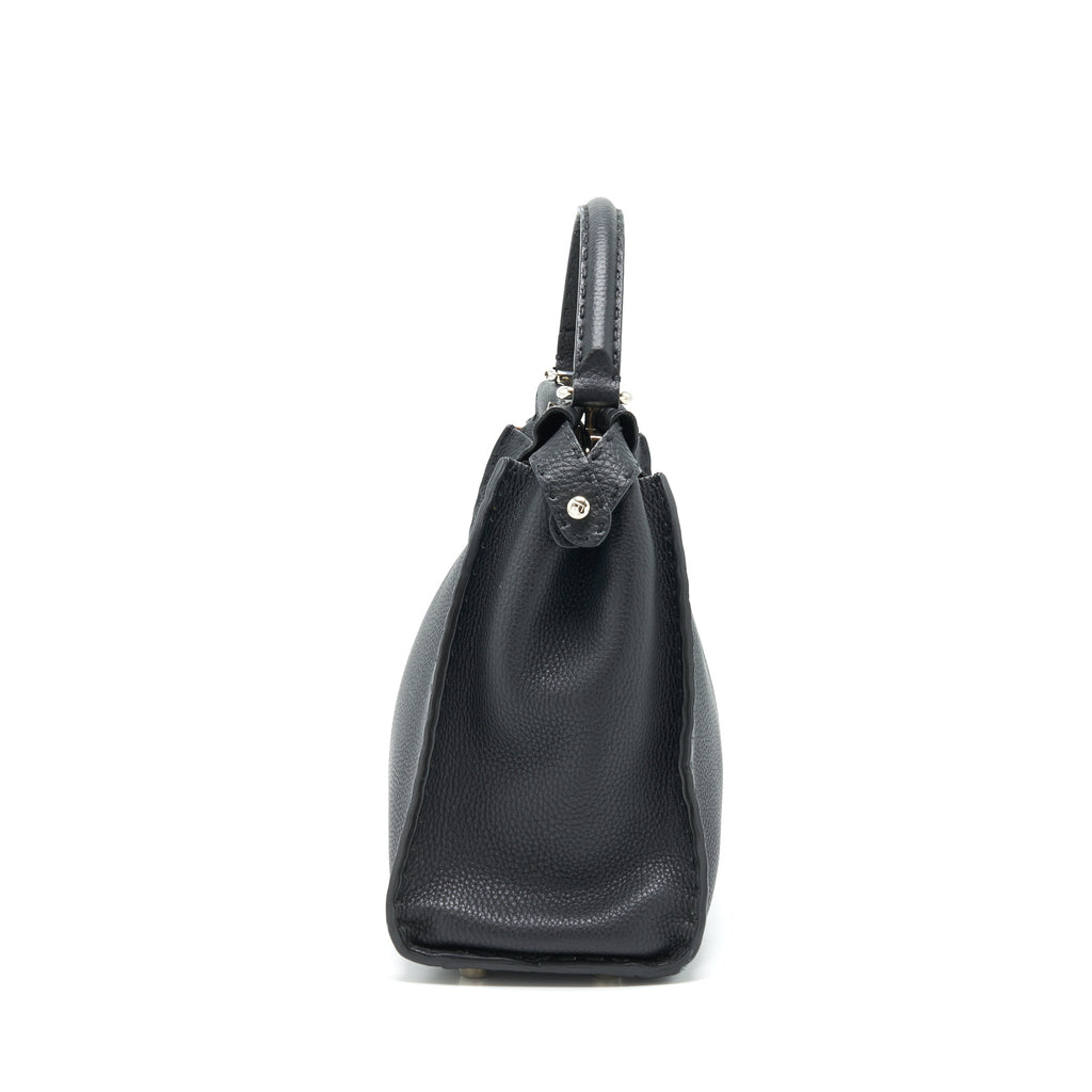 FENDI PEEKABOO TOTE BAG GRAINED CALFSKIN BLACK SHW