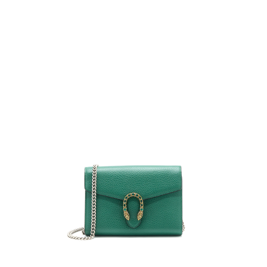 GUCCI MINI DIONYSUS WALLET ON CHAIN GREEN MULTICOLOUR HARDWARE