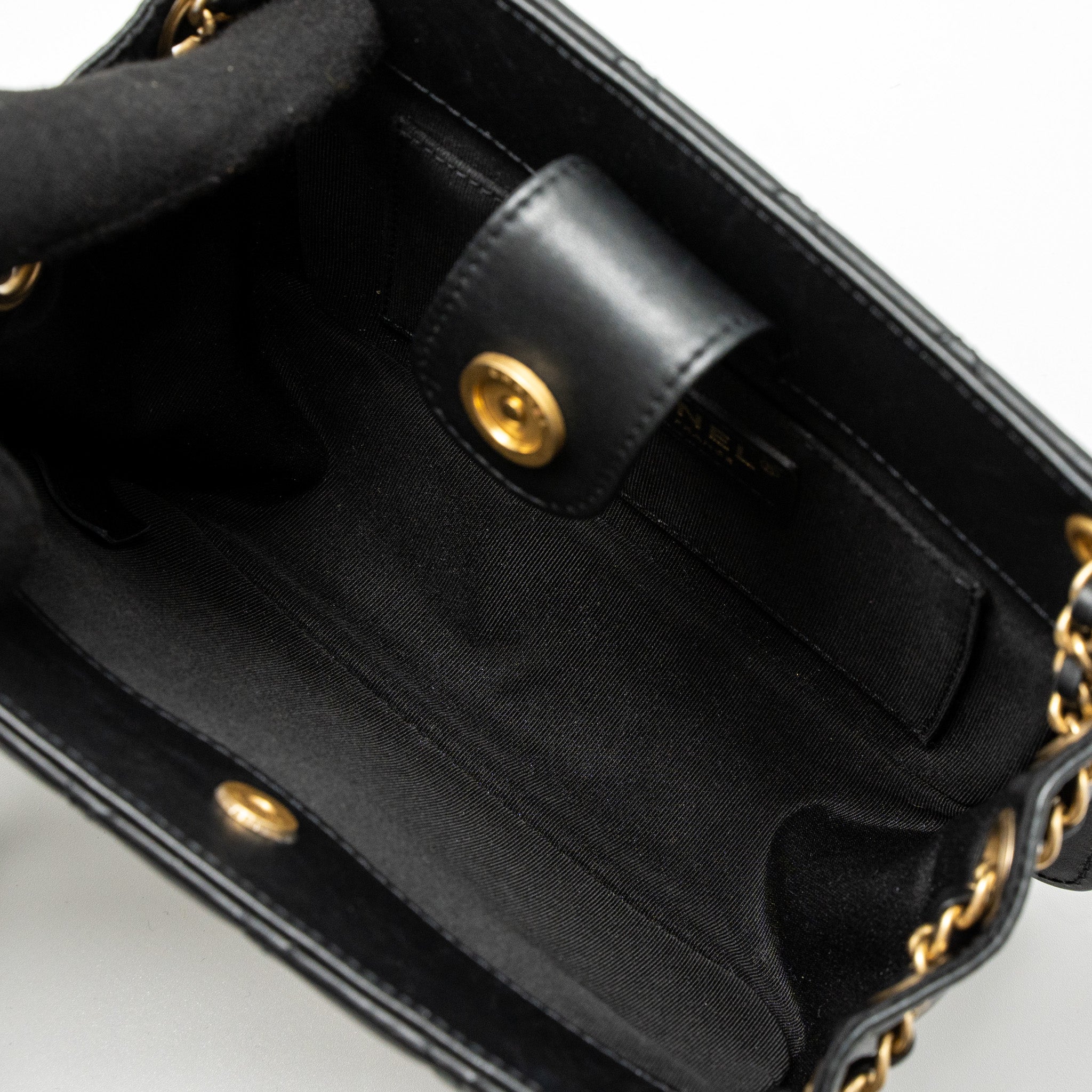 CHANEL GIANT CC LOGO MINI TOTE BAG LAMBSKIN BLACK GHW