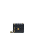 CHANEL VINTAGE SQUARE FLAP BAG LAMBSKIN BLACK GHW