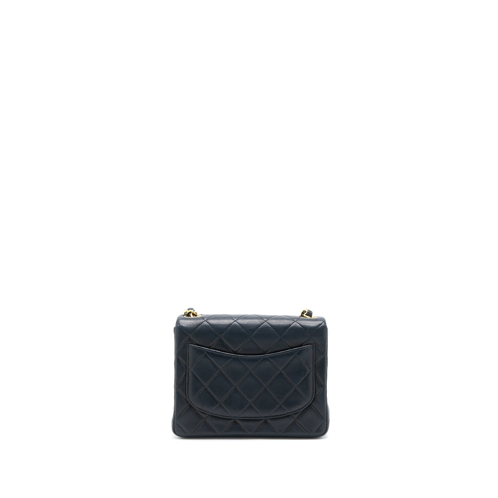 CHANEL VINTAGE SQUARE FLAP BAG LAMBSKIN BLACK GHW