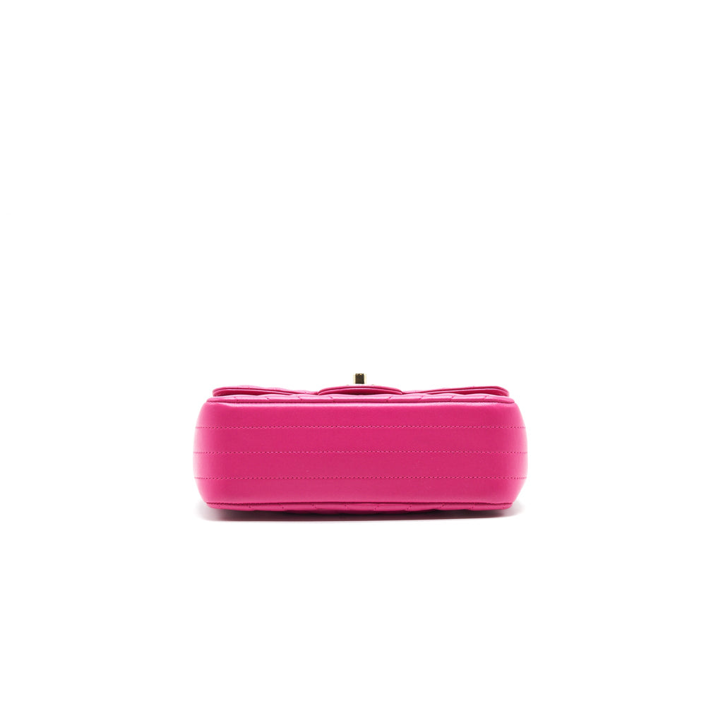 CHANEL CHEVRON MINI RECTANGULAR FLAP BAG PINK WITH LGHW