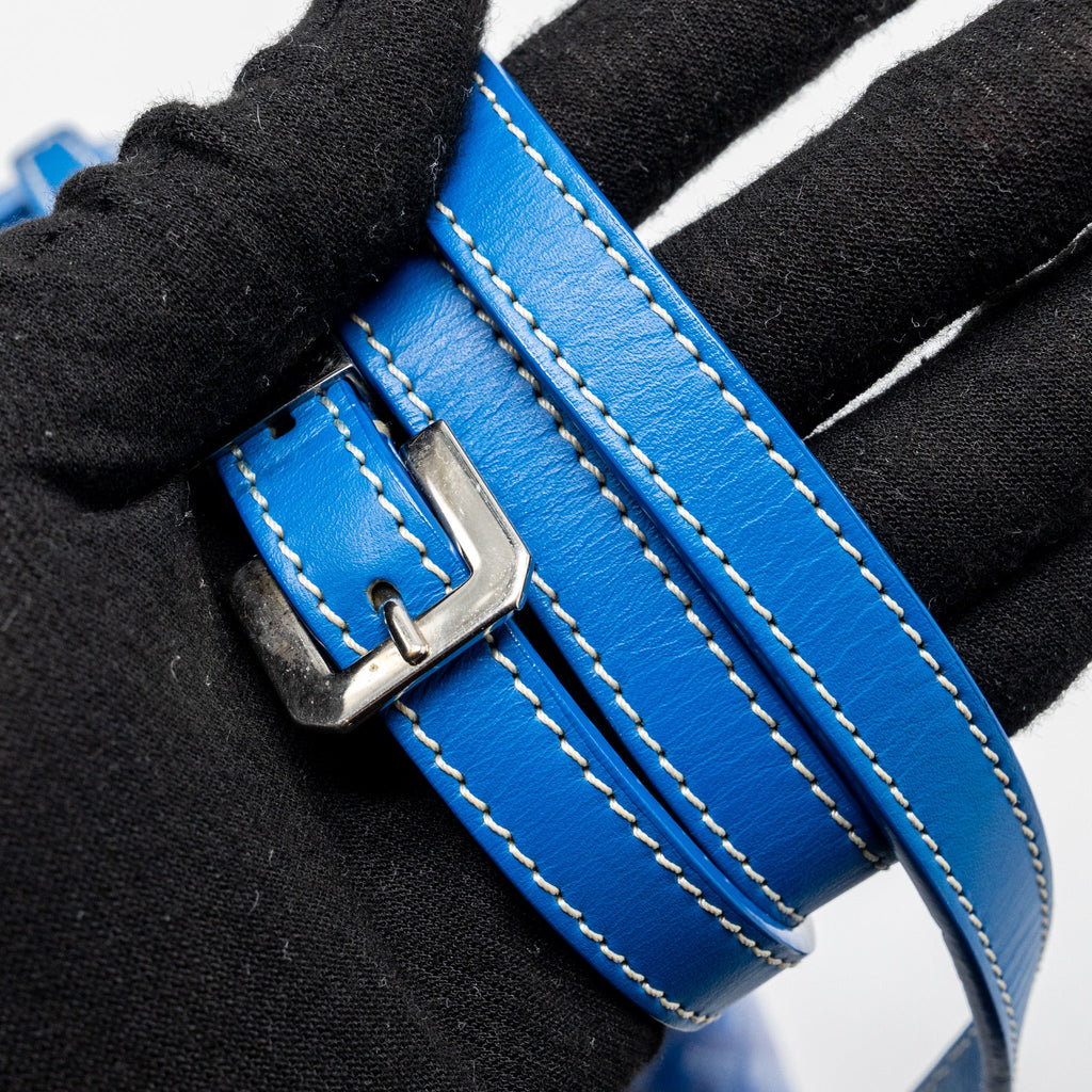 GOYARD BELVEDERE PM MESSANGER BAG GOYARDLINE CANVAS / CALFSKIN BLUE SHW