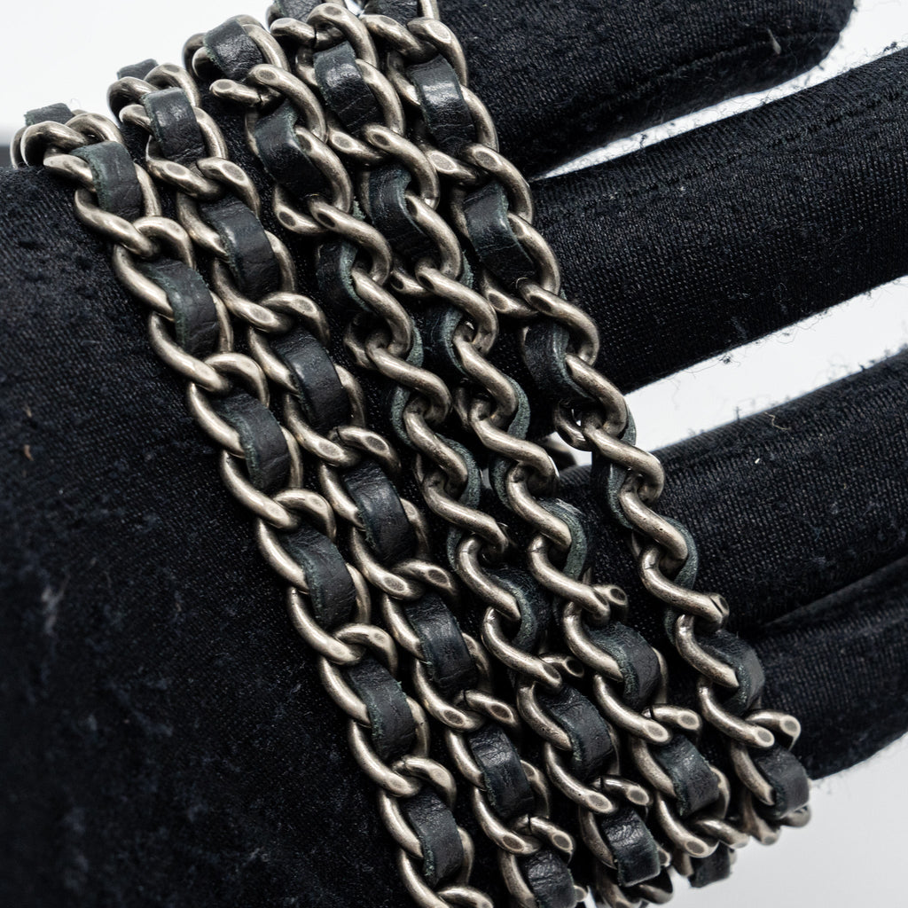 CHANEL 2.55 WALLET ON CHAIN AGED CALFSKIN BLACK RUTHENIUM SHW
