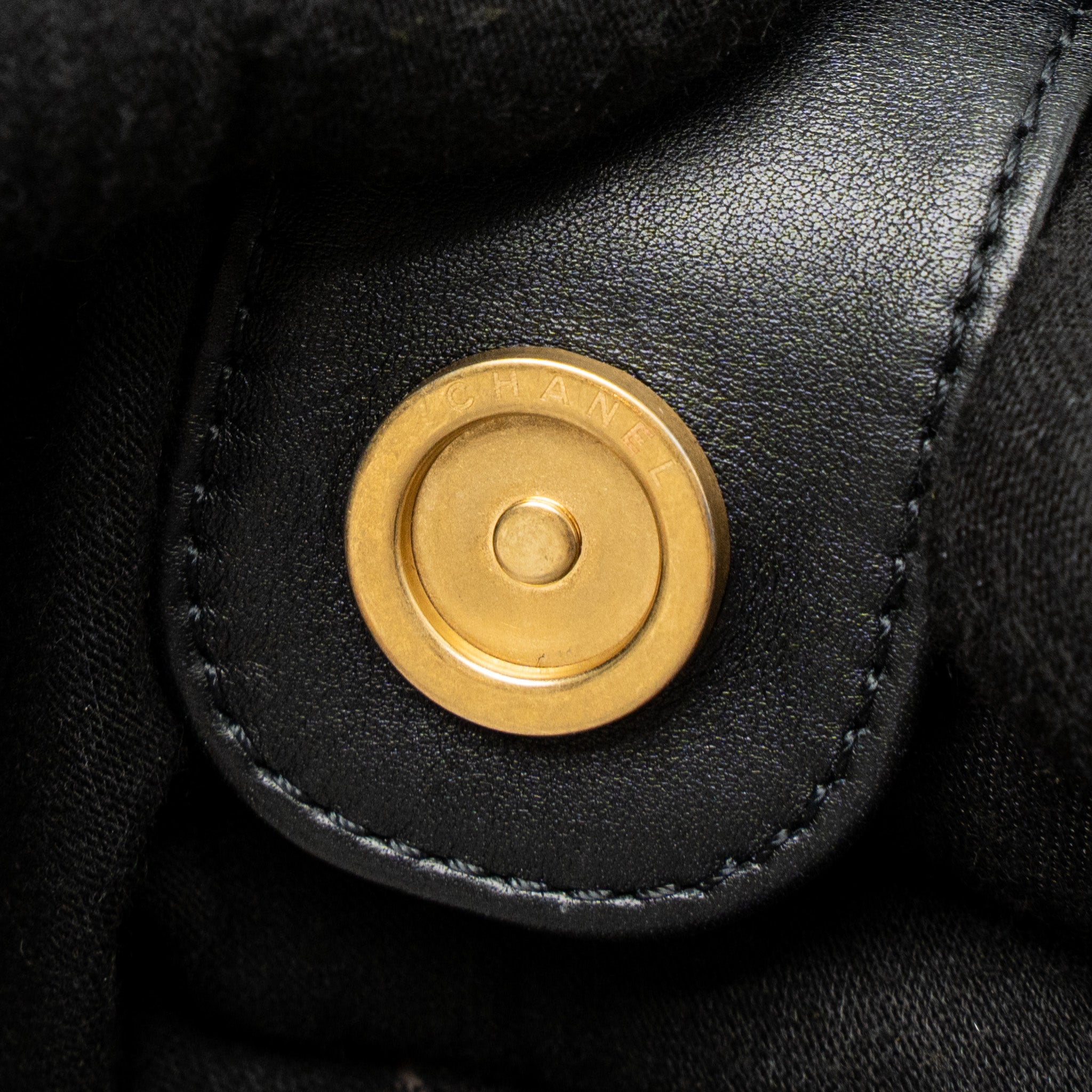 CHANEL GIANT CC LOGO MINI TOTE BAG LAMBSKIN BLACK GHW