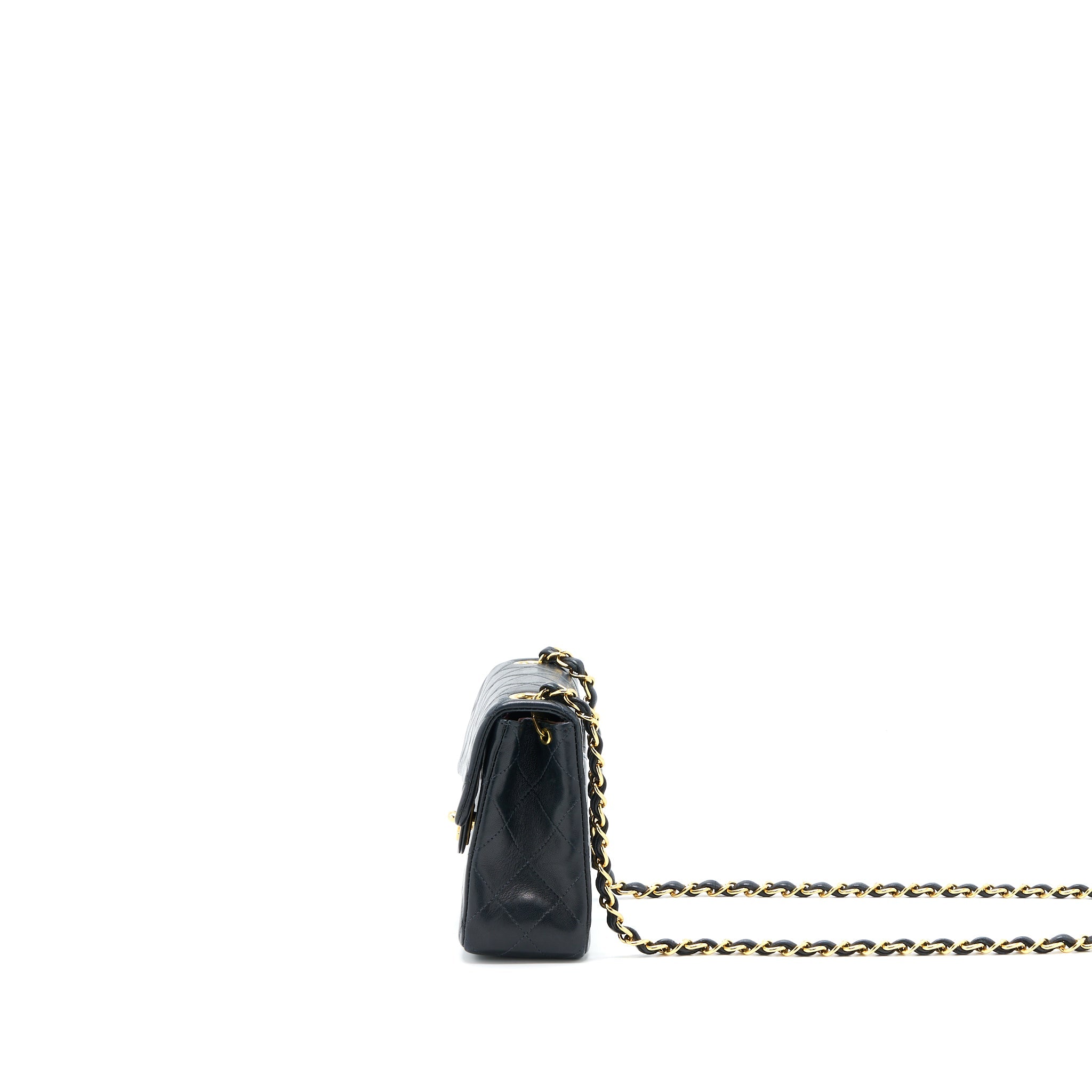 CHANEL VINTAGE SQUARE FLAP BAG LAMBSKIN BLACK GHW
