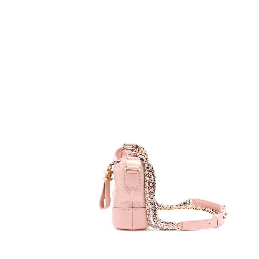 CHANEL SMALL GABRIELLE HOBO BAG CALFSKIN LIGHT PINK MULTICOLOUR HARDWARE
