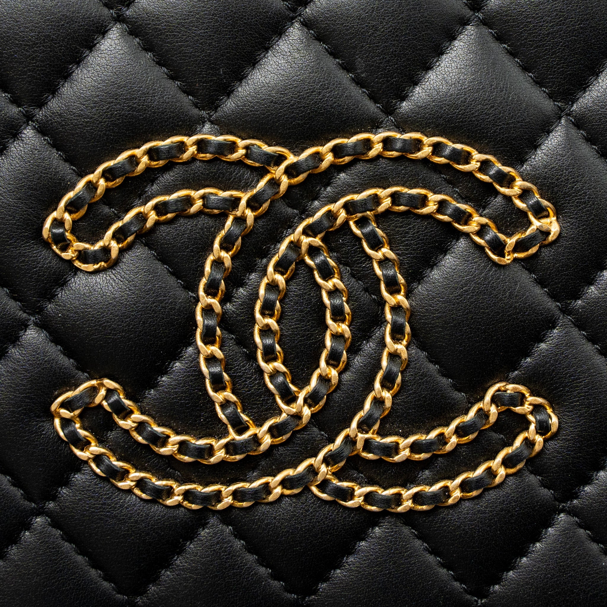 CHANEL GIANT CC LOGO MINI TOTE BAG LAMBSKIN BLACK GHW