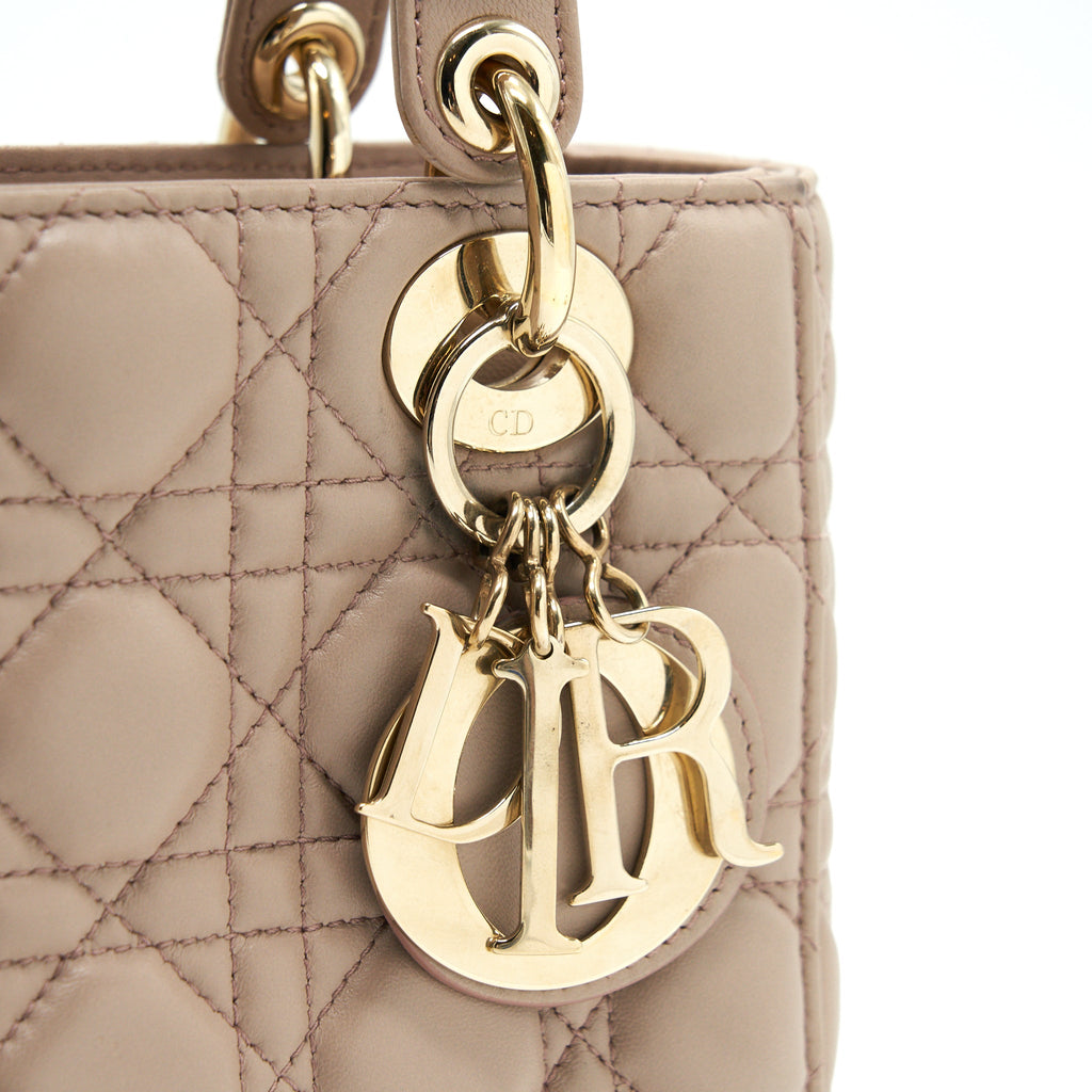 DIOR SMALL LADY DIOR DARK BEIGE LGHW