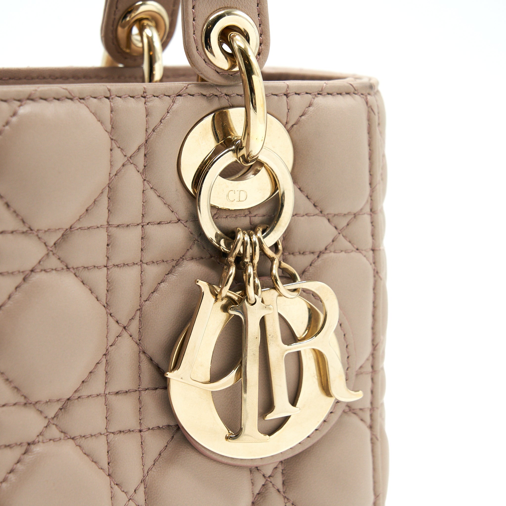 DIOR SMALL LADY DIOR DARK BEIGE LGHW