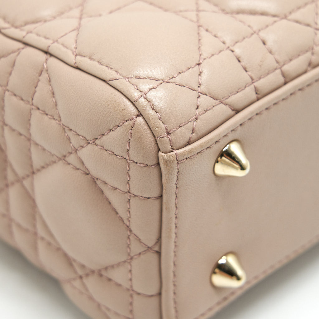DIOR SMALL LADY DIOR DARK BEIGE LGHW