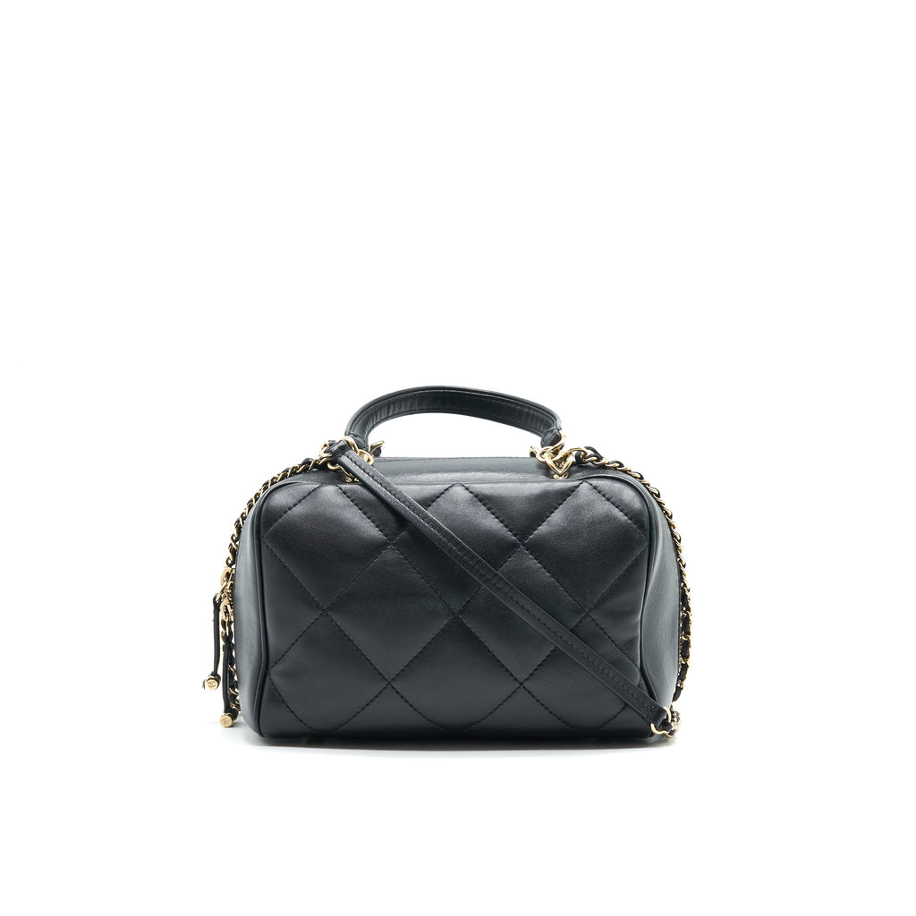 CHANEL BLACK LAMBSKIN BOWLING BAG GHW