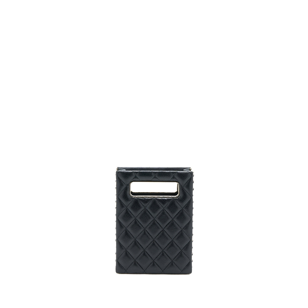 CHANEL VERTICAL EVENING CHAIN BAG CAVIAR BLACK LGHW (MICROCHIP)