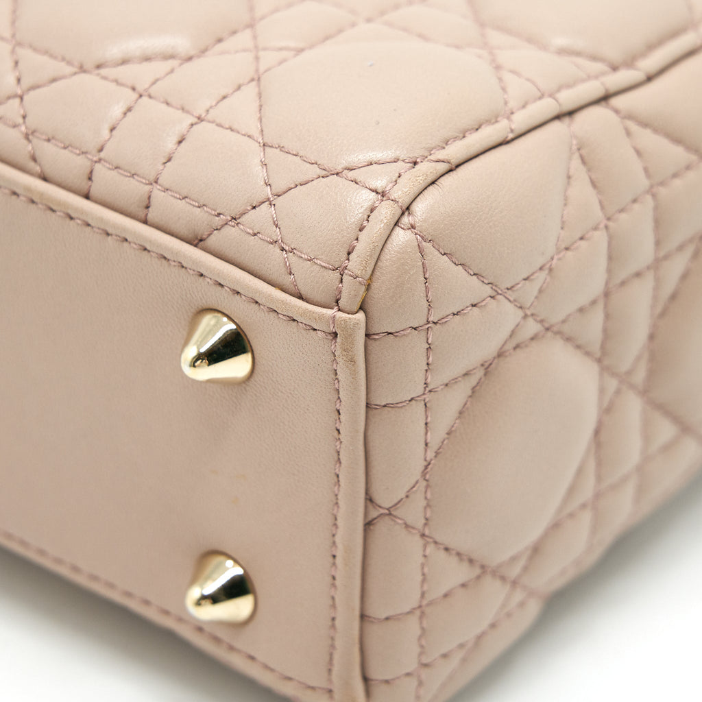 DIOR SMALL LADY DIOR DARK BEIGE LGHW