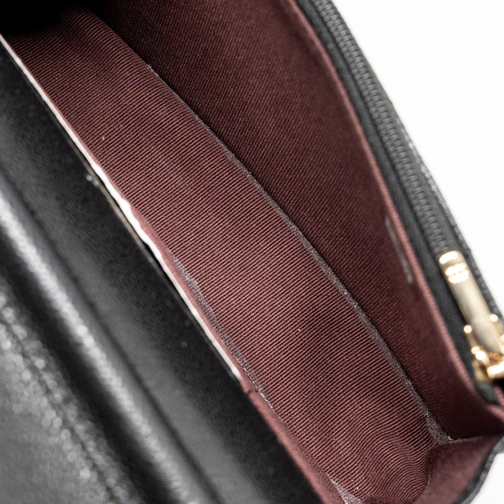 CHANEL QUILTED CC CLUTCH ON CHAIN CAVIAR BLACK LGHW (MICROCHIP)