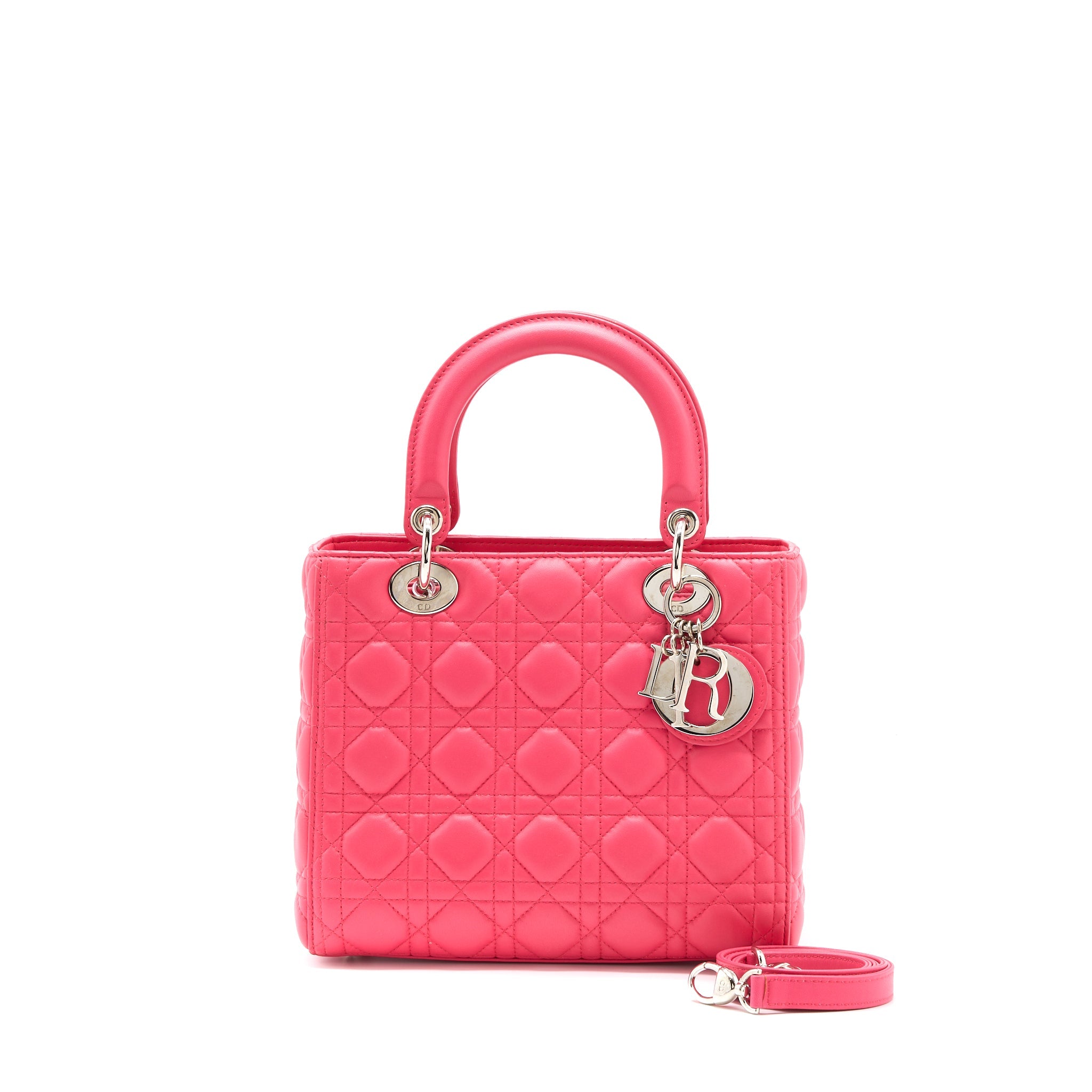 DIOR MEDIUM LADY DIOR LAMBSKIN PINK SHW