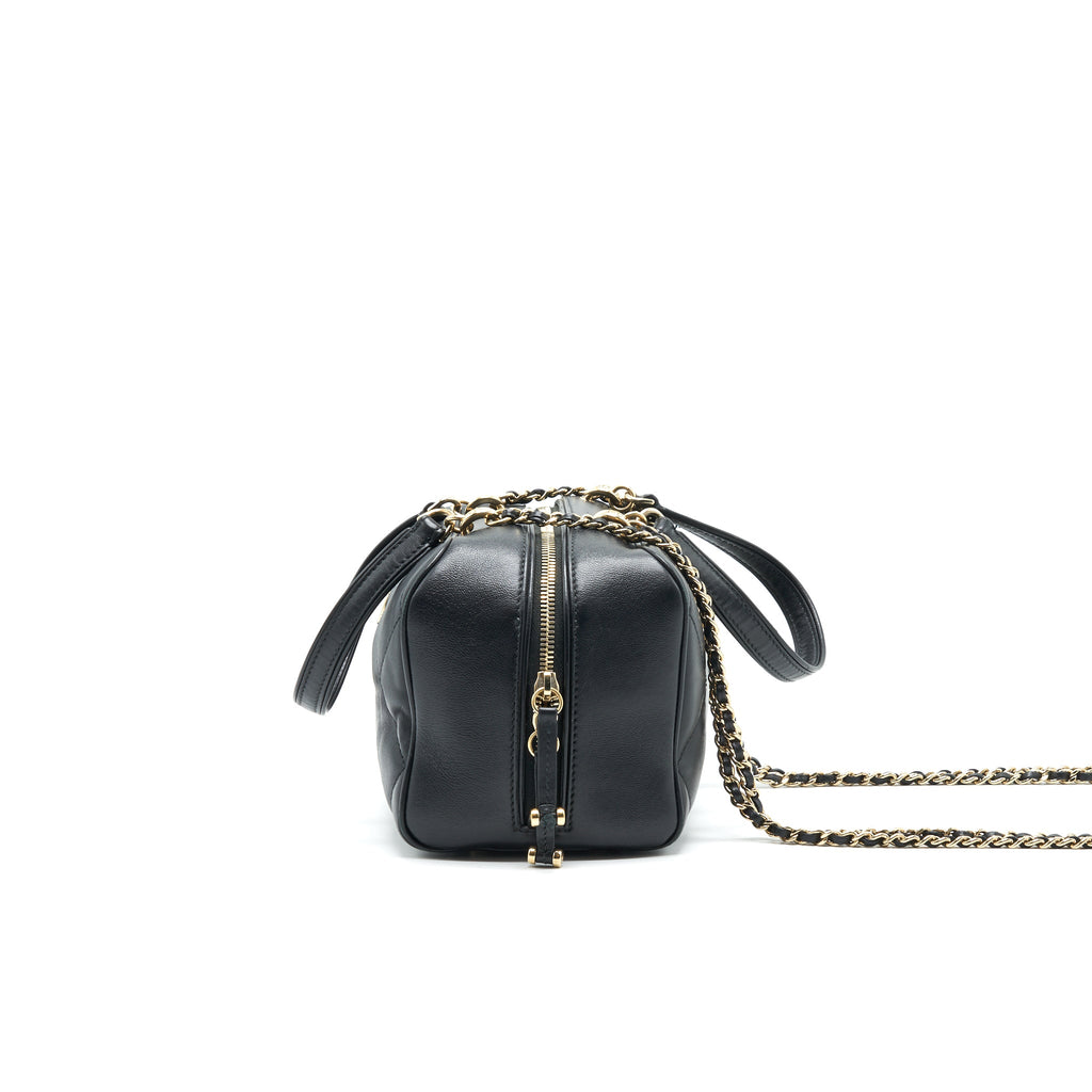CHANEL BLACK LAMBSKIN BOWLING BAG GHW