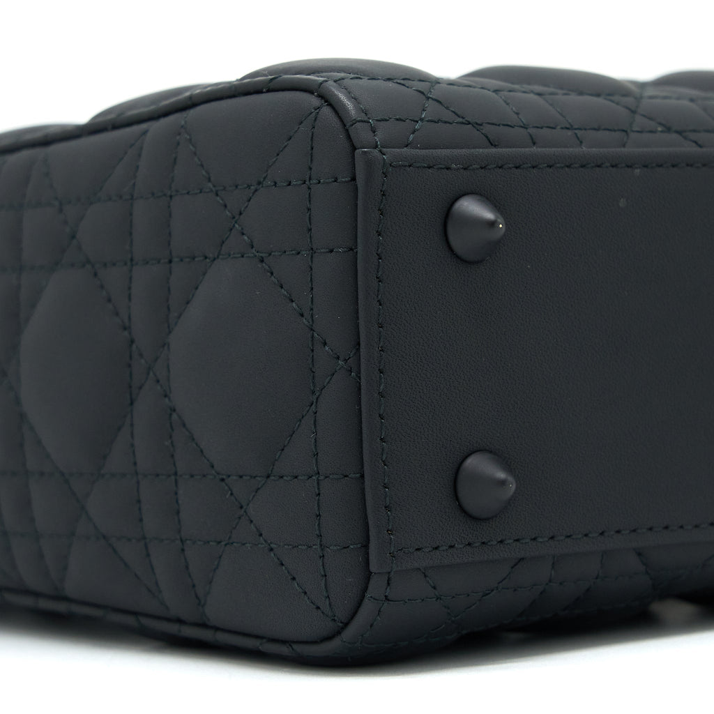 DIOR SMALL LADY DIOR CALFSKIN SO BLACK WITH BLACK HARDWARE
