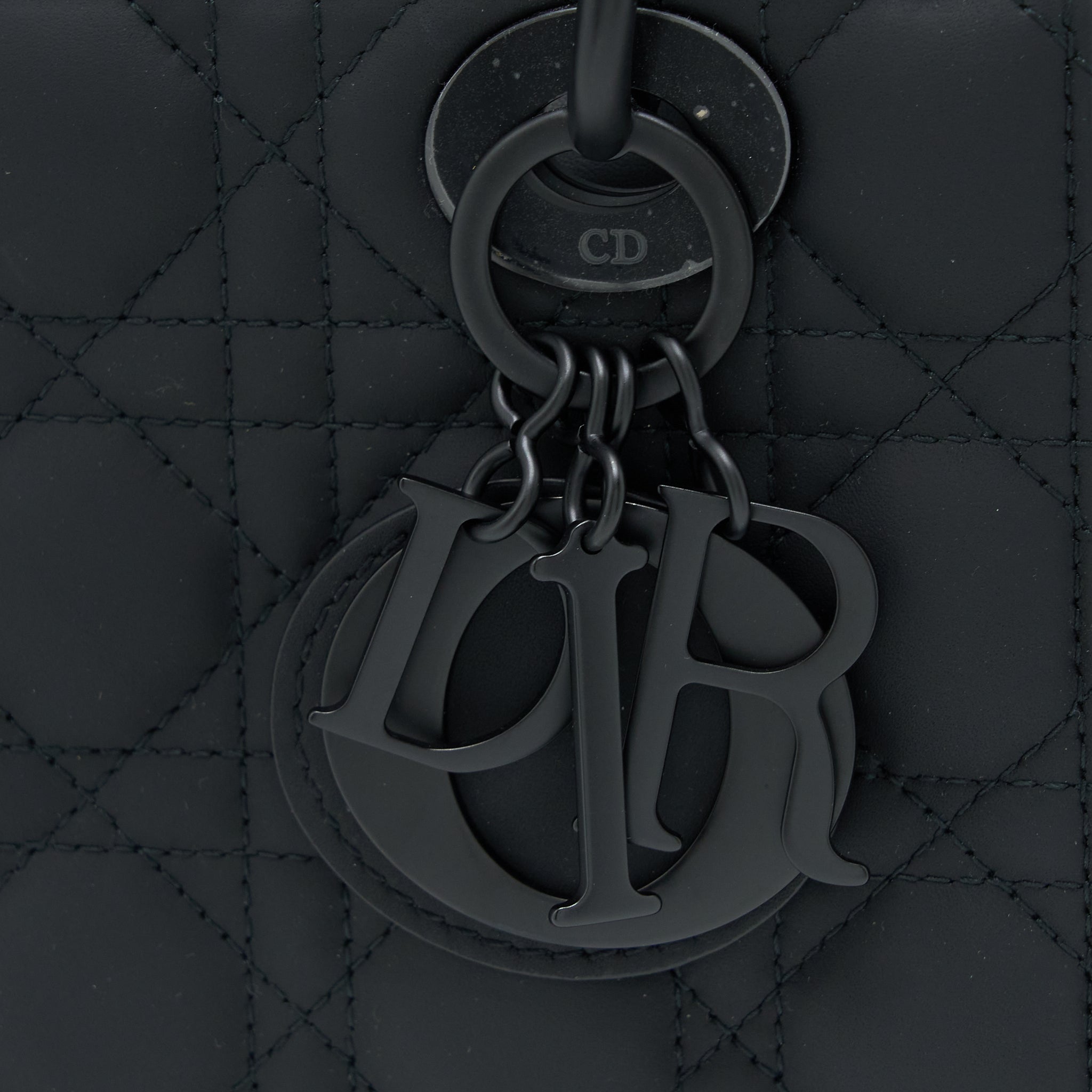 DIOR SMALL LADY DIOR CALFSKIN SO BLACK WITH BLACK HARDWARE