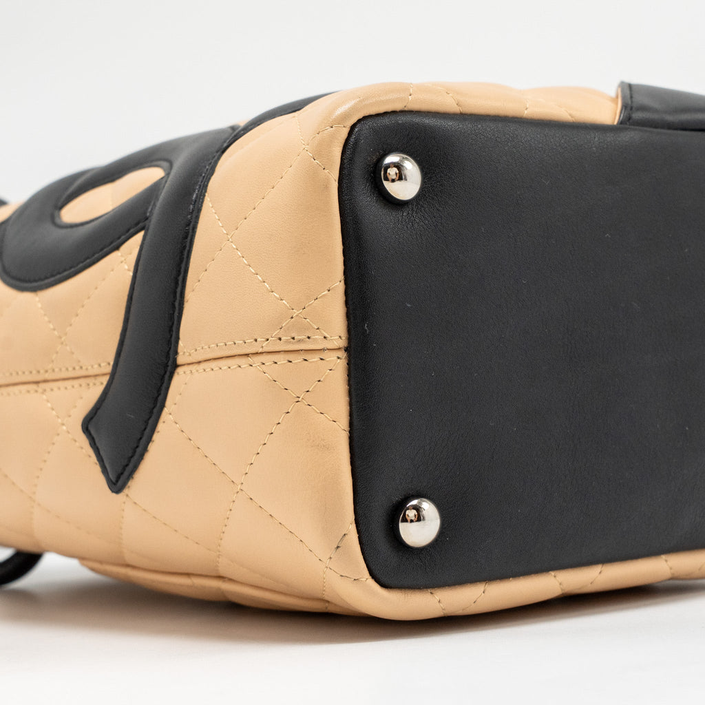 CHANEL CAMBON TOTE BAG LAMBSKIN BEIGE / BLACK SHW