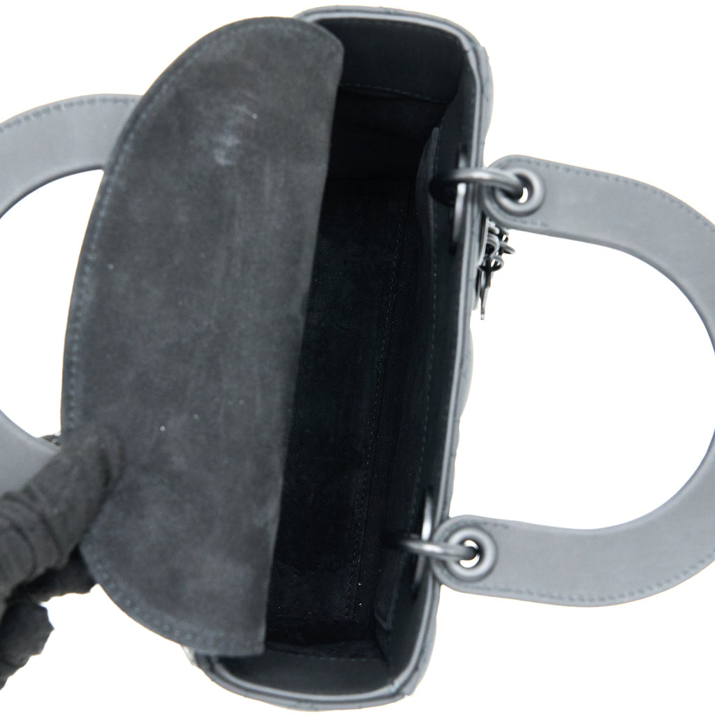 DIOR SMALL LADY DIOR CALFSKIN SO BLACK WITH BLACK HARDWARE