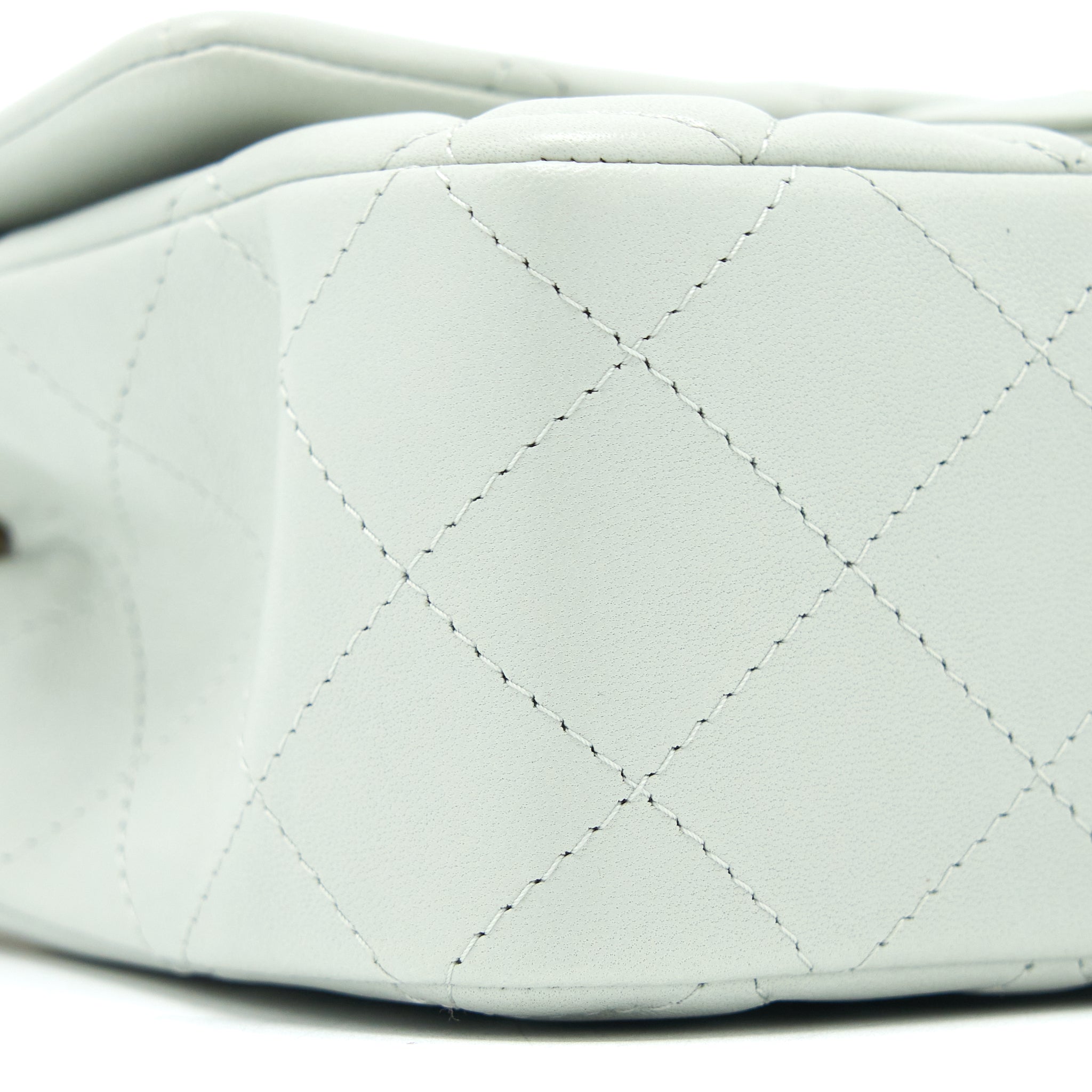 CHANEL 23C MINI RECTANGULAR FLAP BAG LAMBSKIN LIGHT GREY LGHW (MICROCHIP)