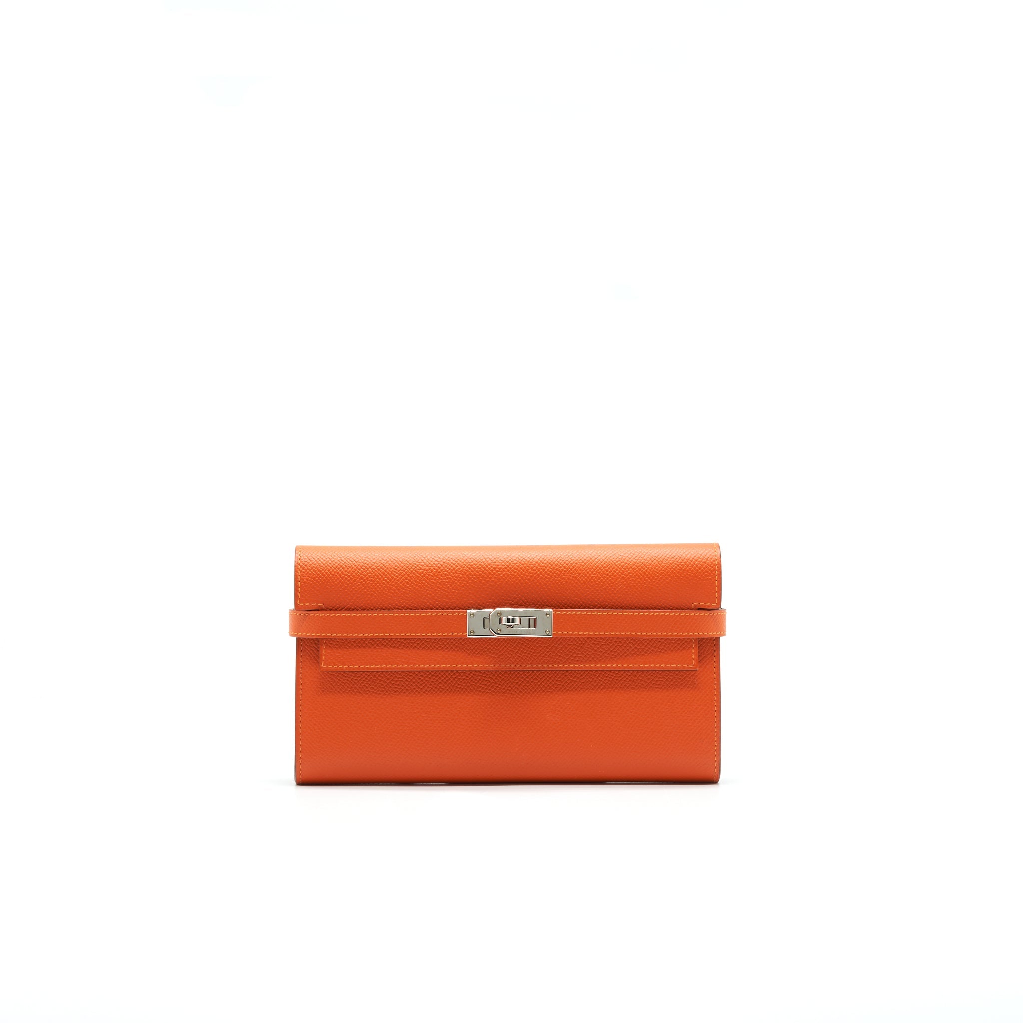 HERMES KELLY LONG WALLET ORANGE SHW EPSOM LEATHER