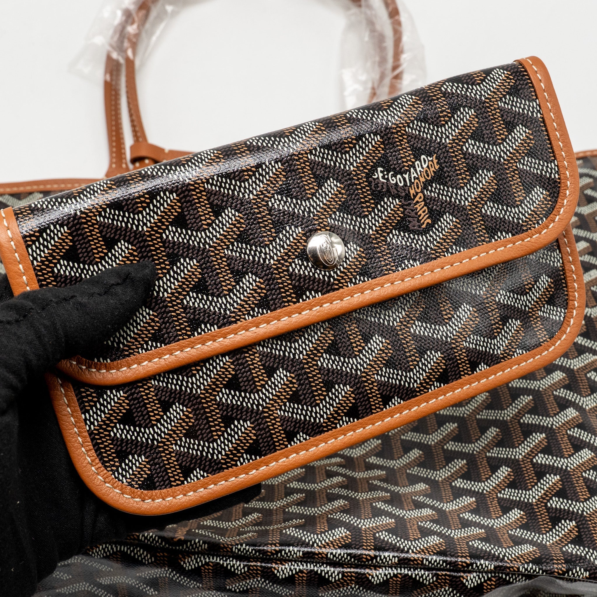 GOYARD SAINT LOUIS PM BAG GOYARDINE CANVAS/CALFSKIN NATUREL SHW