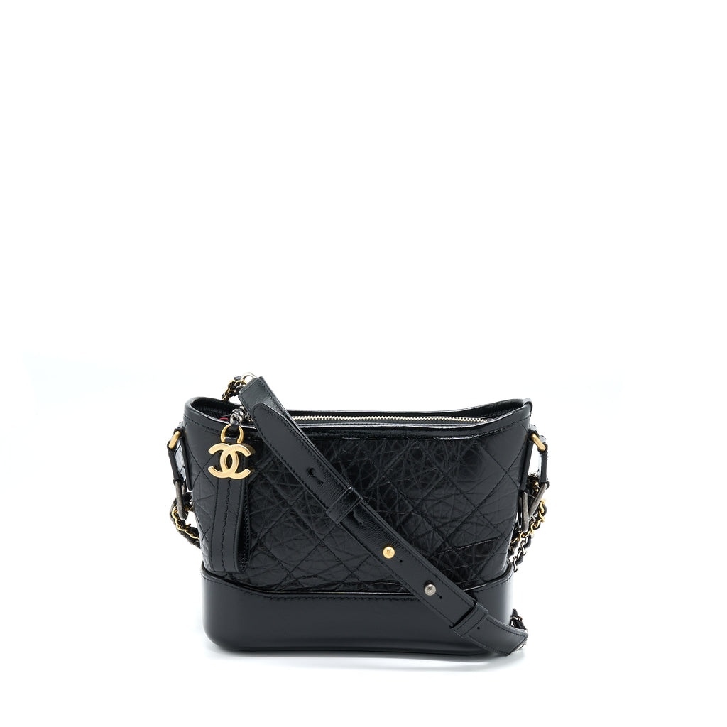 CHANEL SMALL GABRIELLE HOBO BAG BLACK WITH MULTICOLOUR HARDWARE (MICROCHIP)