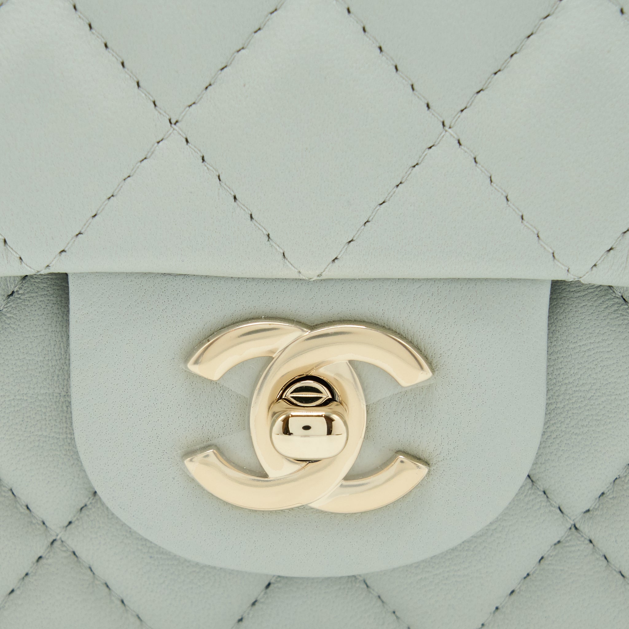 CHANEL 23C MINI RECTANGULAR FLAP BAG LAMBSKIN LIGHT GREY LGHW (MICROCHIP)