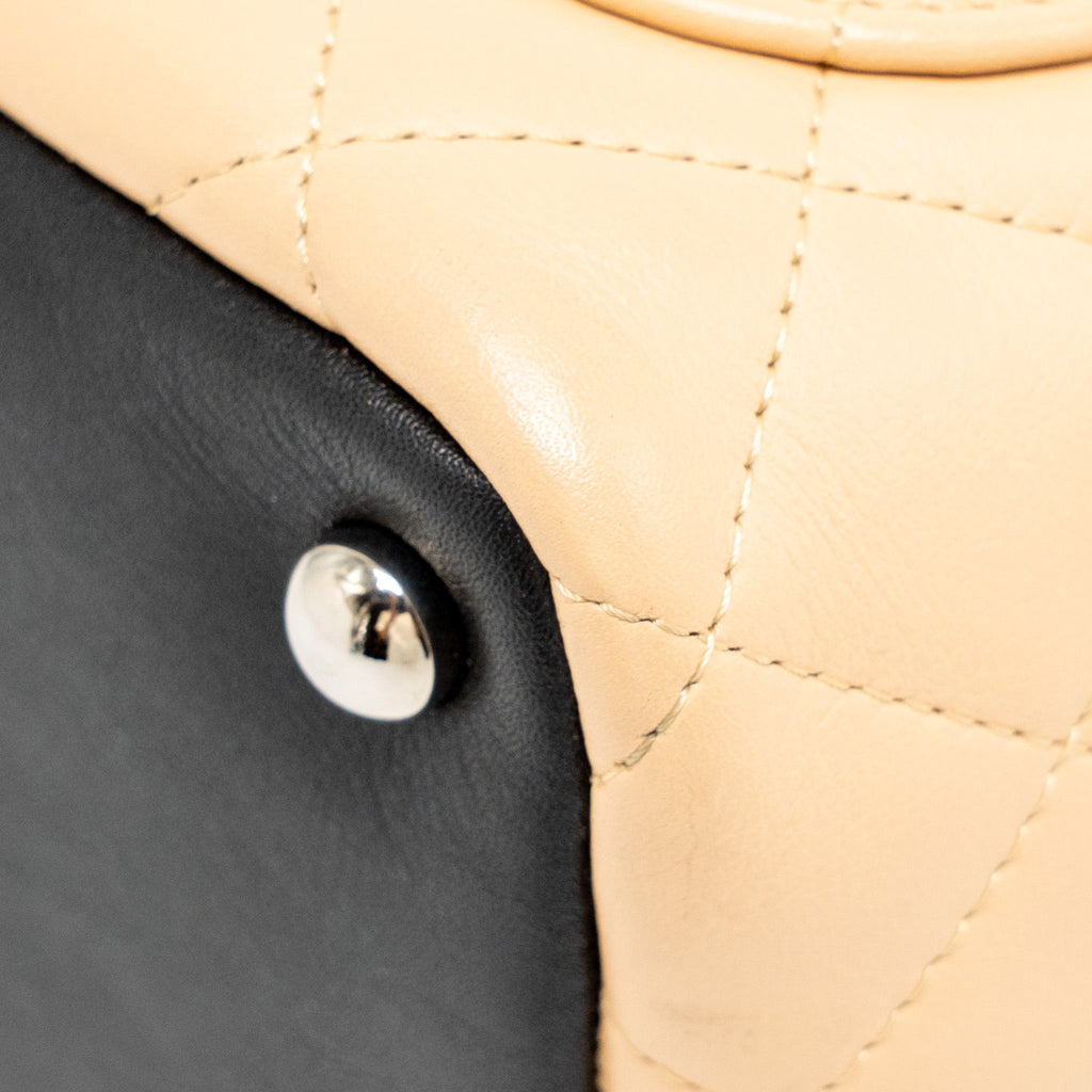 CHANEL CAMBON TOTE BAG LAMBSKIN BEIGE / BLACK SHW