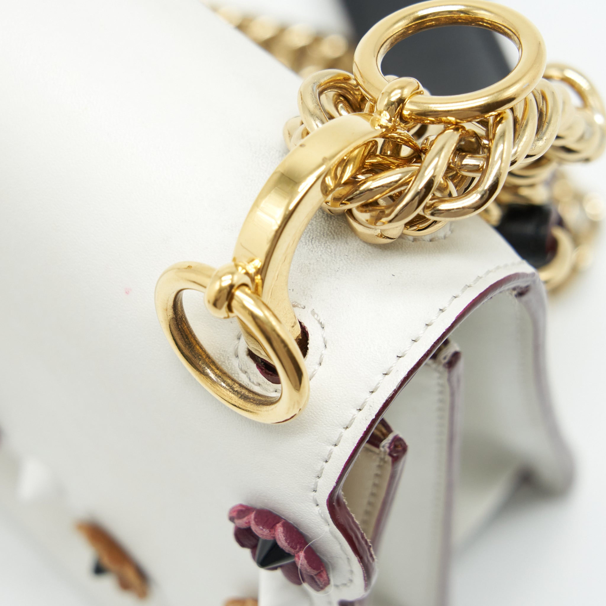FENDI KAN I BAG WHITE/MULTICOLOUR GOLD AND SILVER HARDWARE