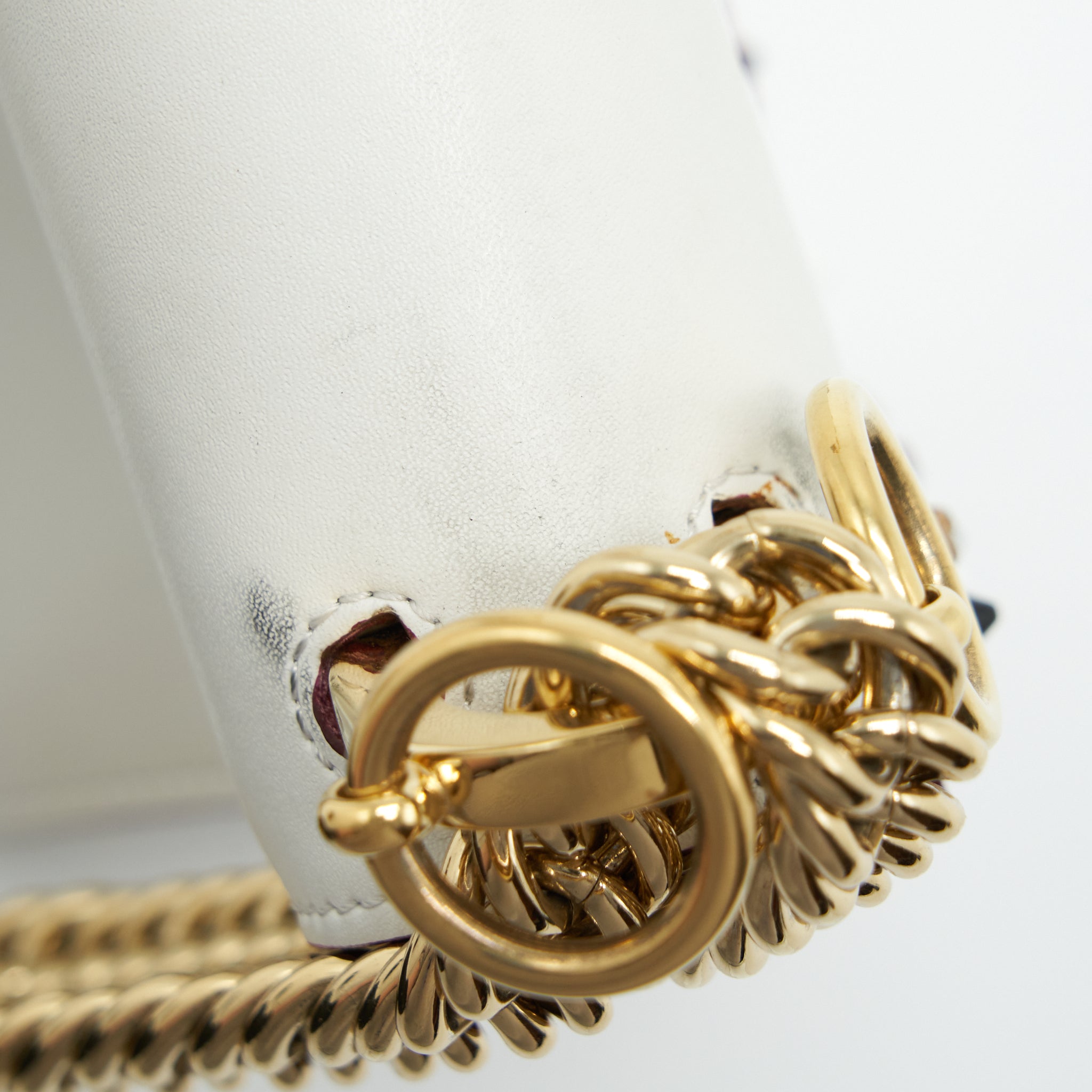 FENDI KAN I BAG WHITE/MULTICOLOUR GOLD AND SILVER HARDWARE