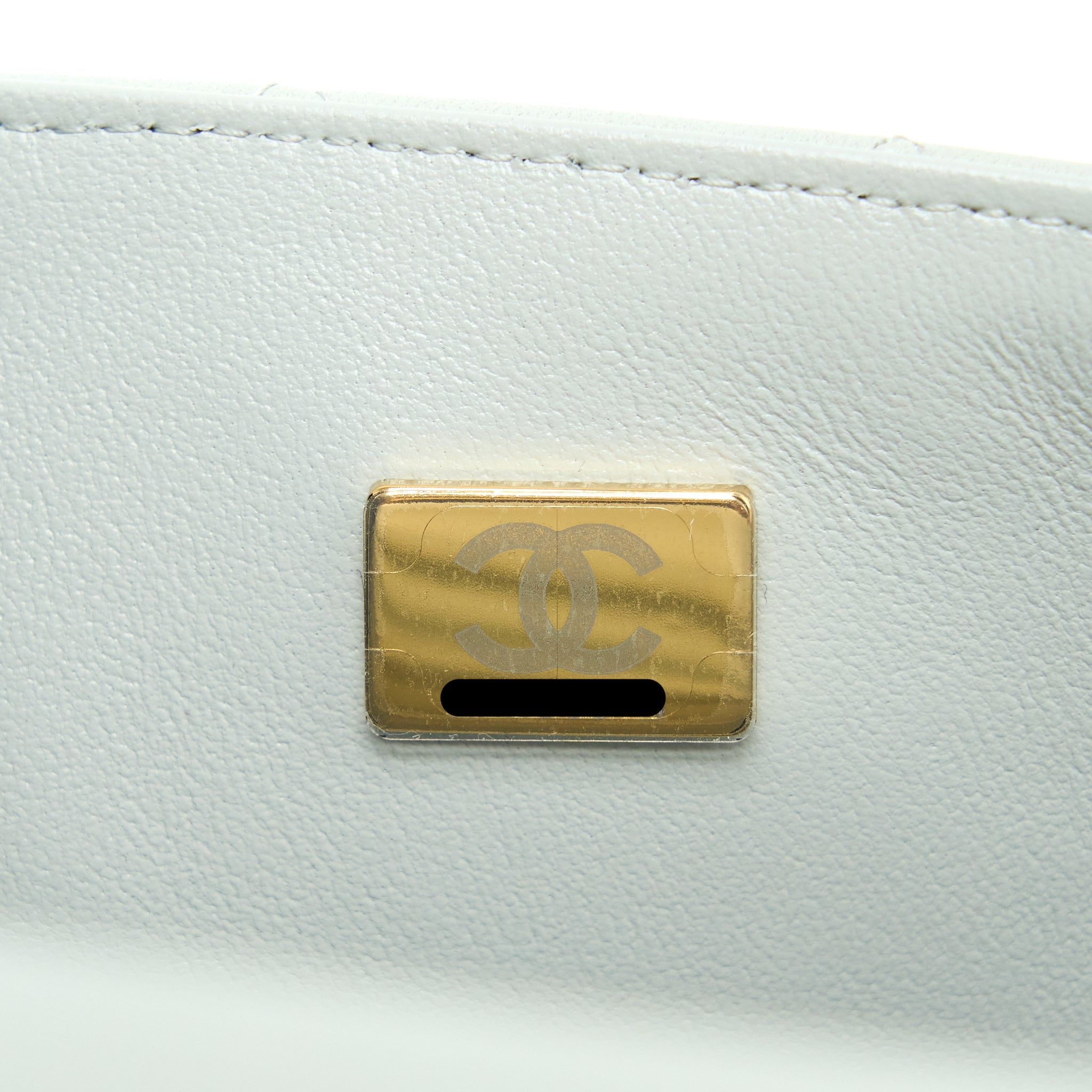CHANEL 23C MINI RECTANGULAR FLAP BAG LAMBSKIN LIGHT GREY LGHW (MICROCHIP)