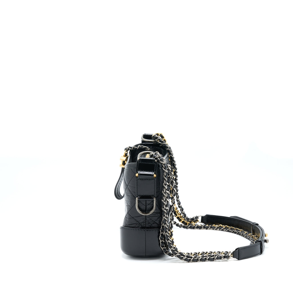 CHANEL SMALL GABRIELLE HOBO BAG BLACK WITH MULTICOLOUR HARDWARE (MICROCHIP)